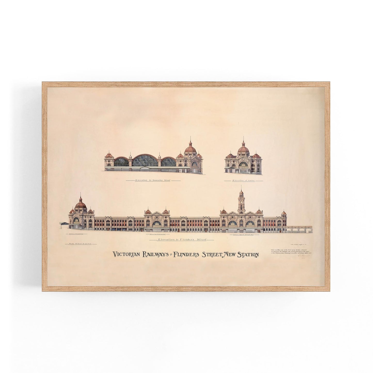 Flinders St Station Melbourne Vintage Drawing Art #1 - The Affordable Art Company