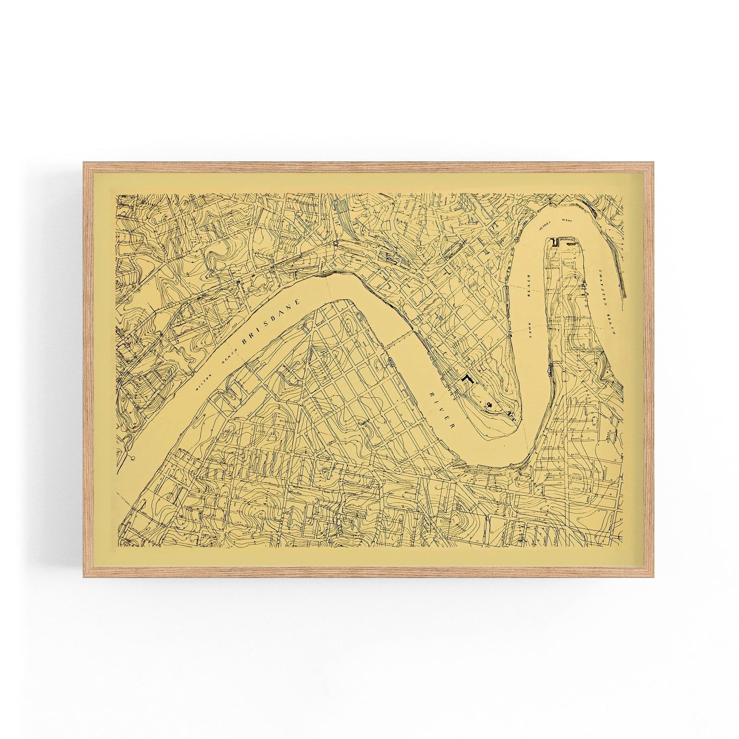 Brisbane Queensland Vintage Map Wall Art - The Affordable Art Company