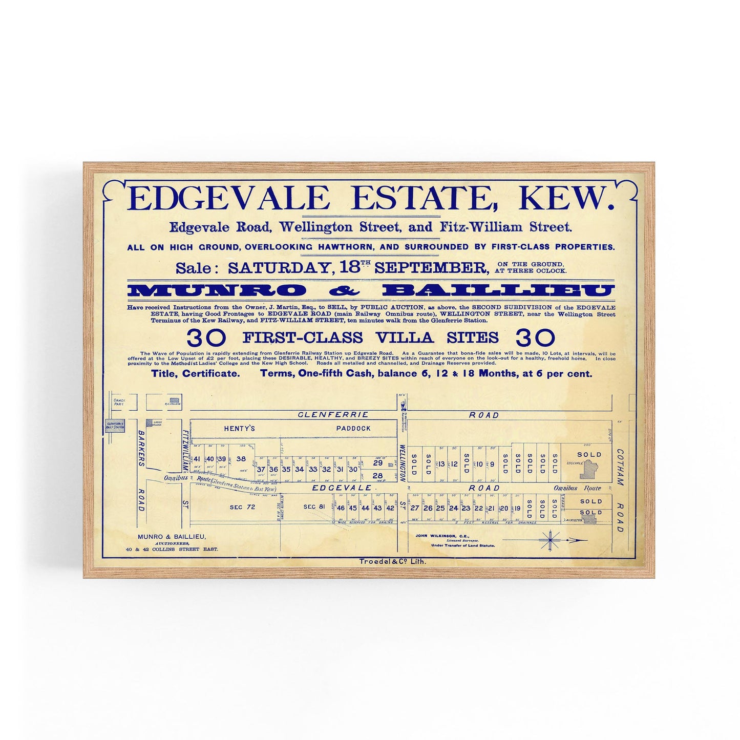 Kew Melbourne Vintage Real Estate Advert Wall Art #3 - The Affordable Art Company