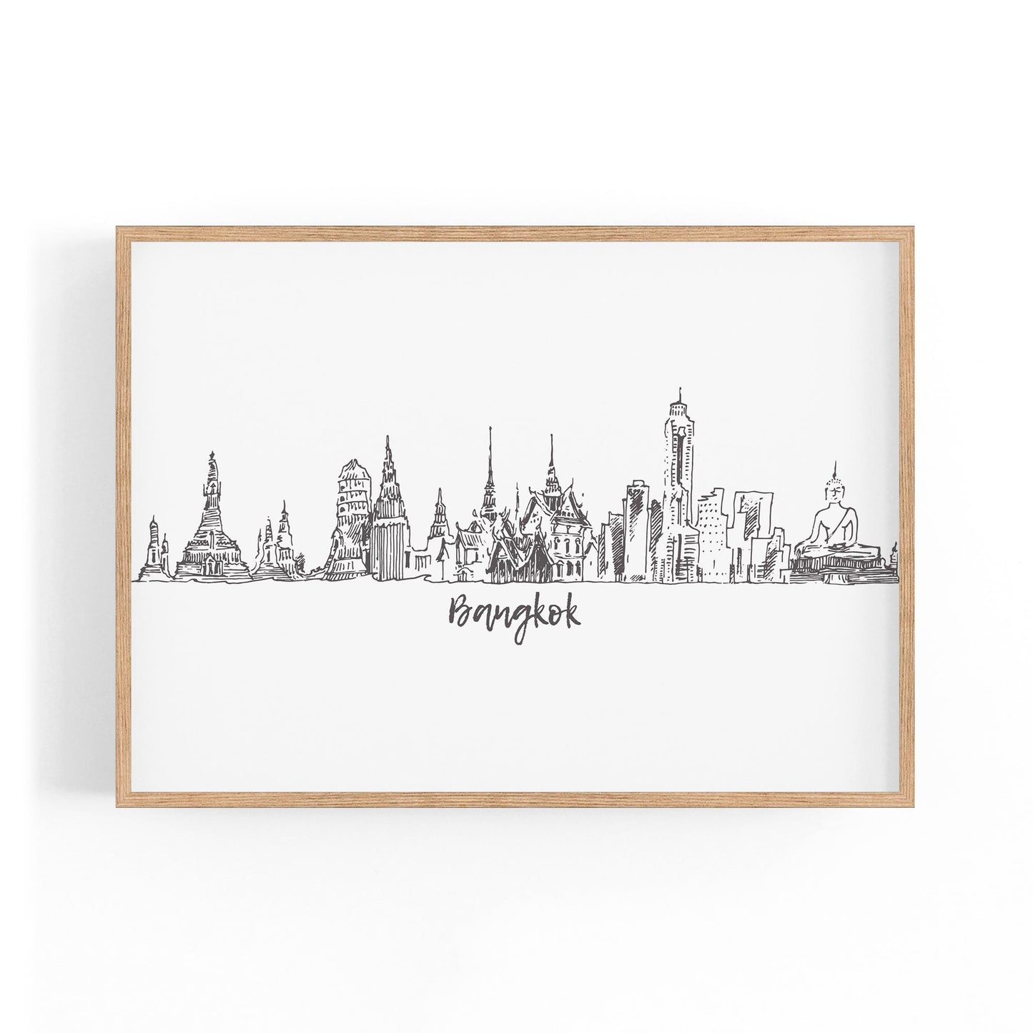 Bangkok Thailand Drawing Minimal Travel Wall Art - The Affordable Art Company