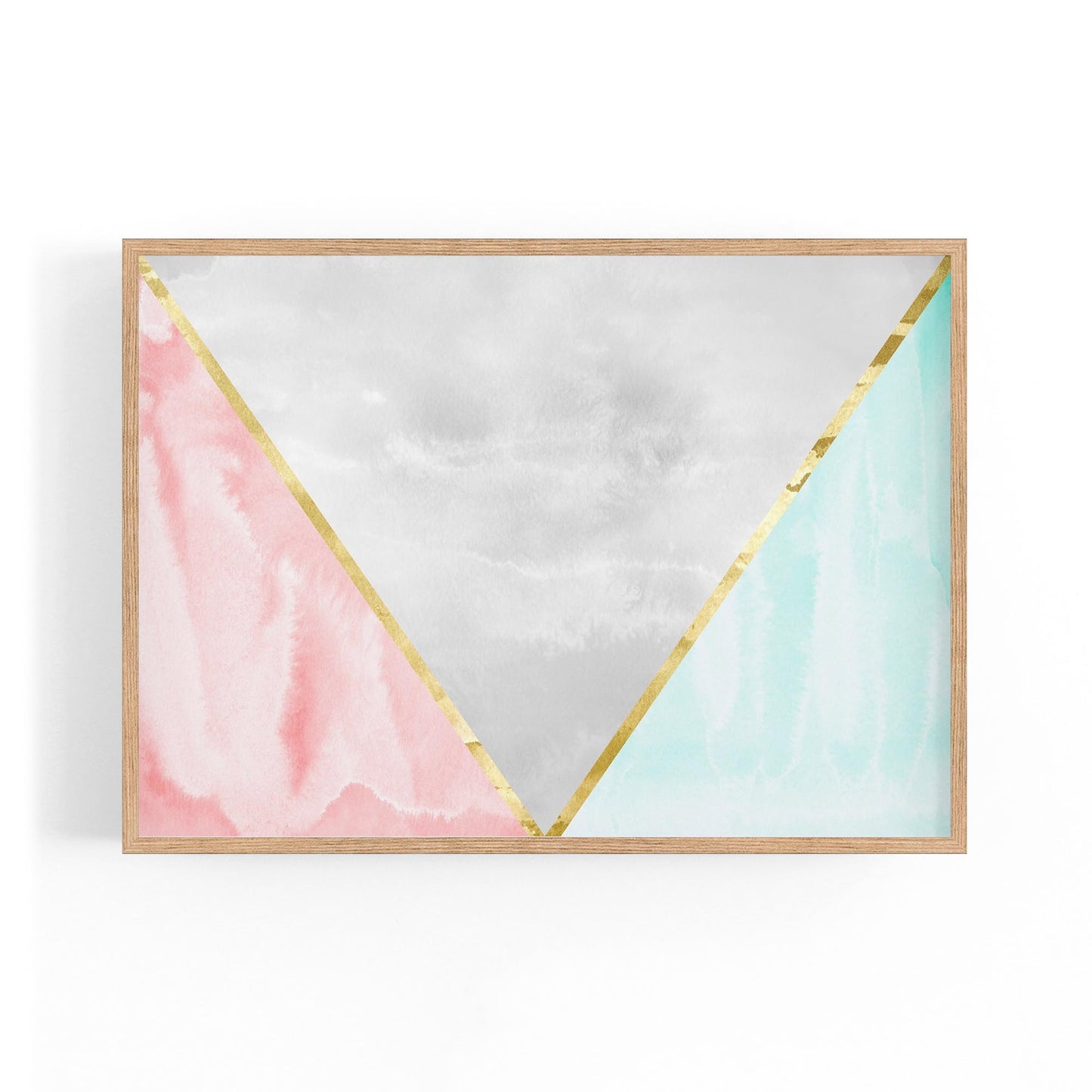 Abstract Pink and Blue Geometric Minimal Wall Art - The Affordable Art Company