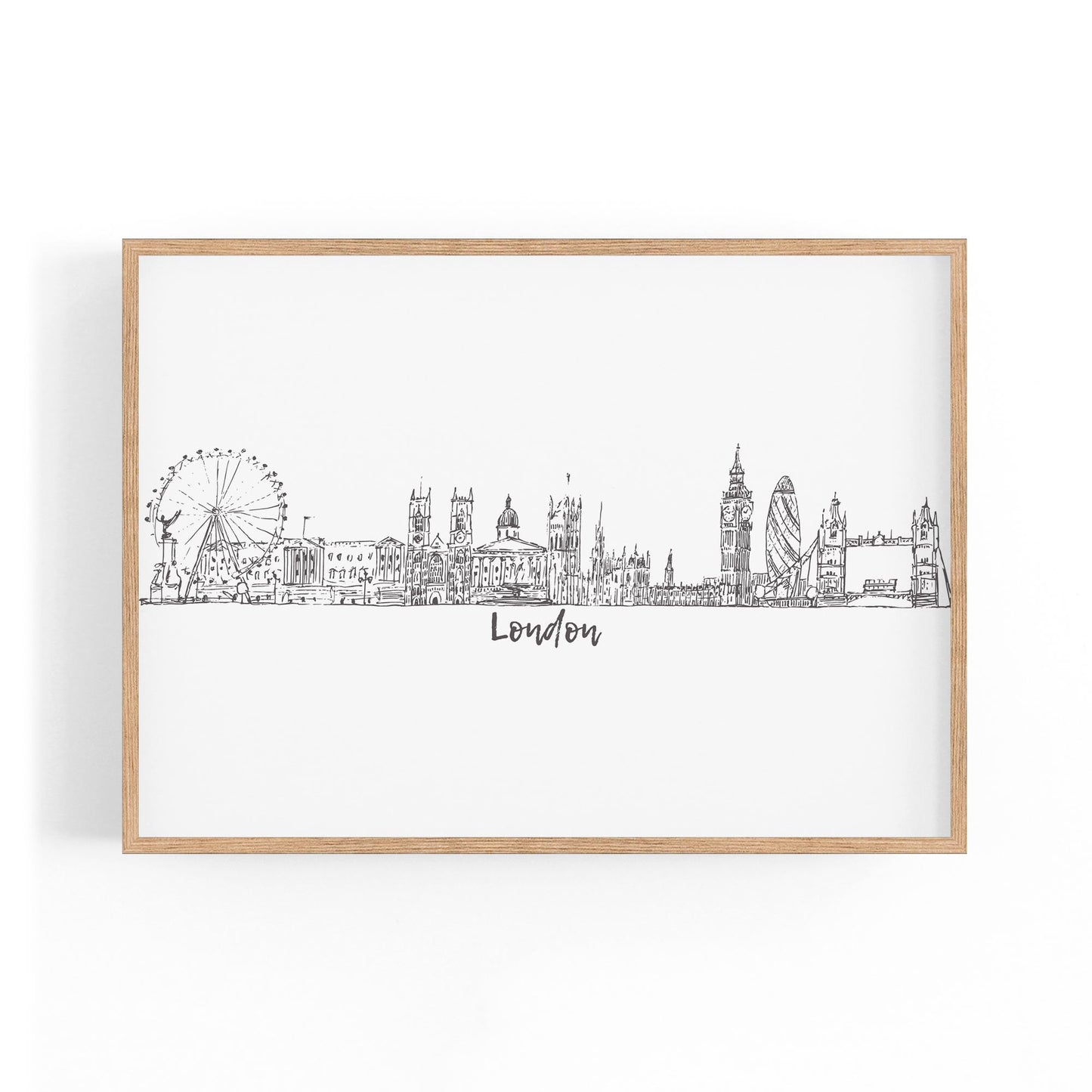 London Drawing Cityscape Travel Minimal Wall Art - The Affordable Art Company