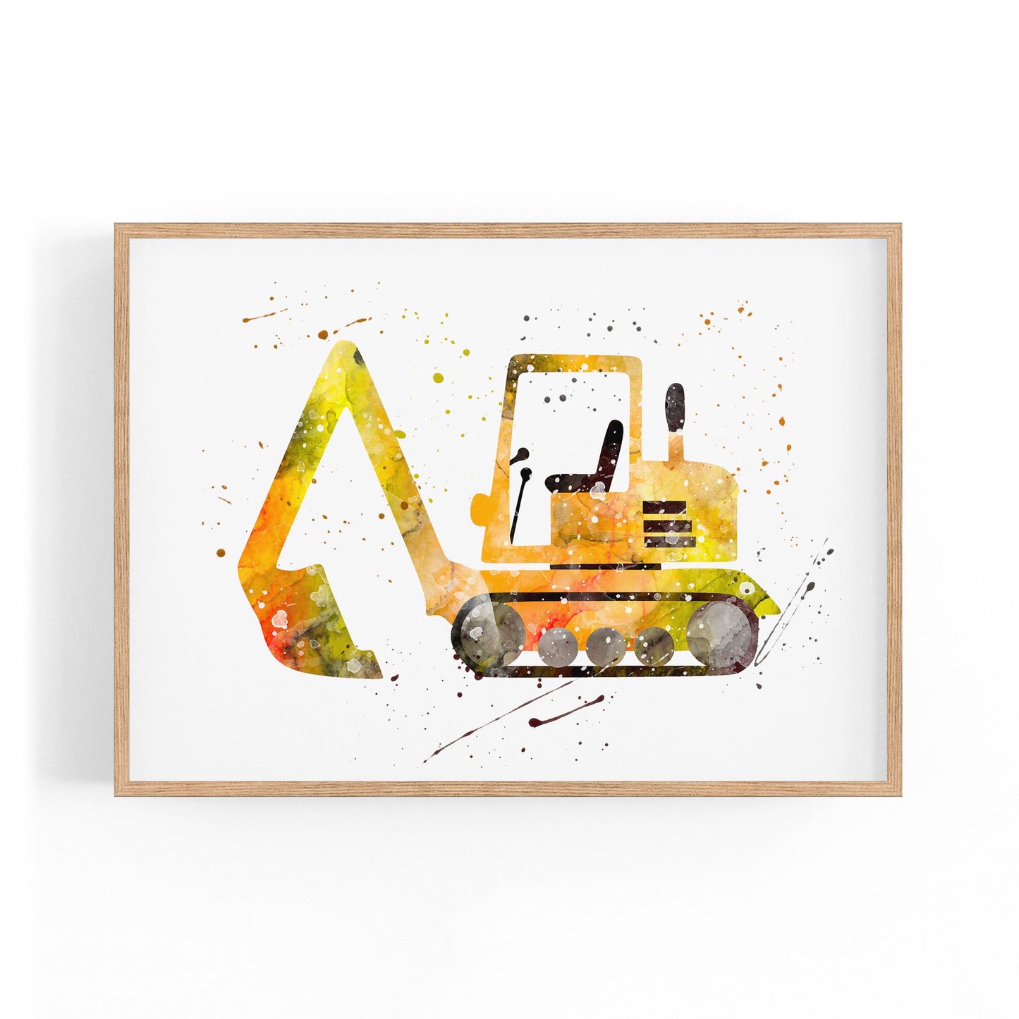 Yellow Digger Boys Bedroom Nursery Toddler Art #2 - The Affordable Art Company