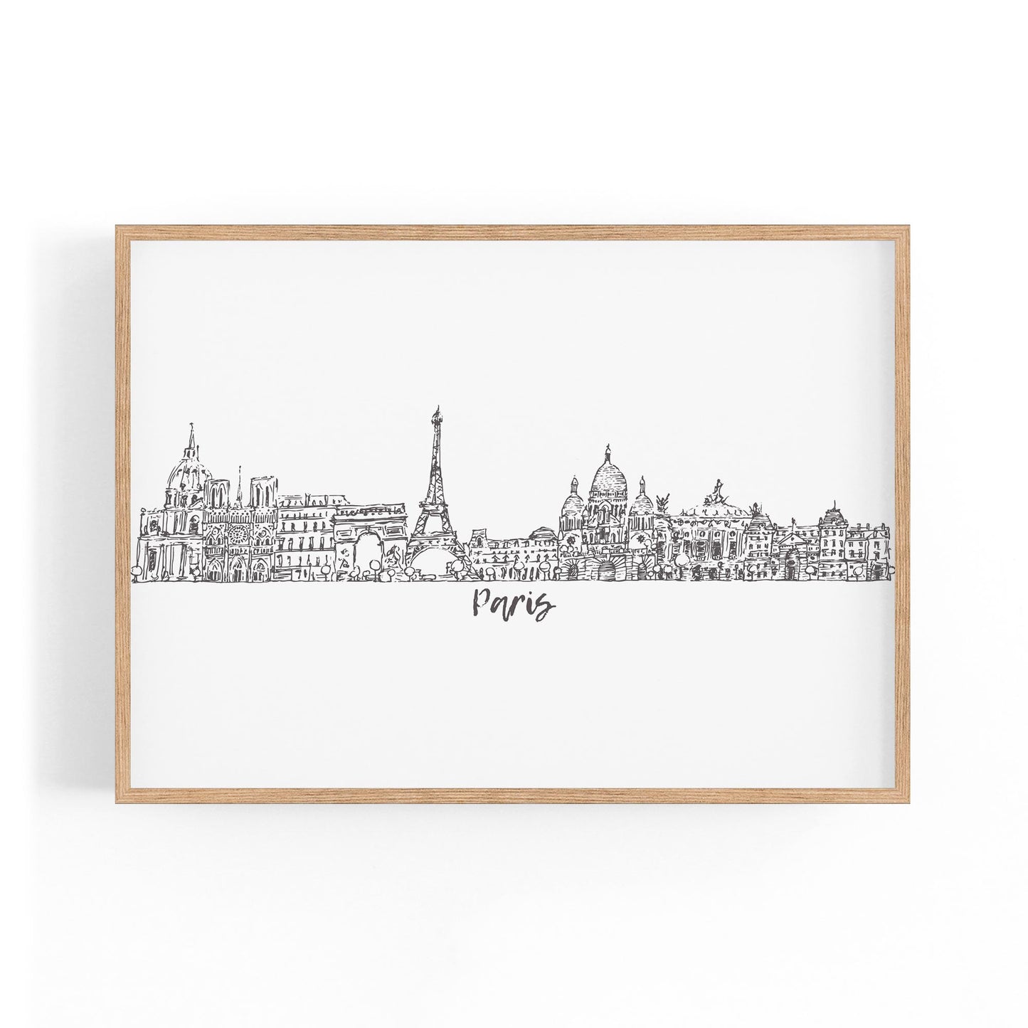 Paris Skyline Drawing Minimal Travel Wall Art - The Affordable Art Company