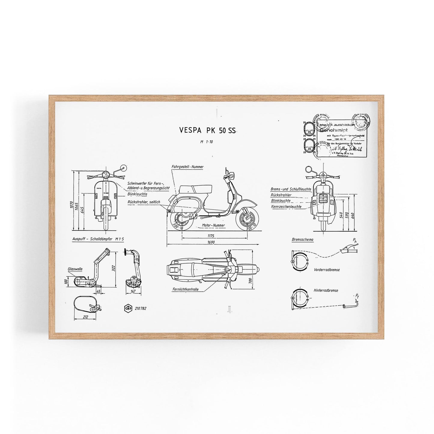 Vintage Vespa Patent White Patent Wall Art #2 - The Affordable Art Company
