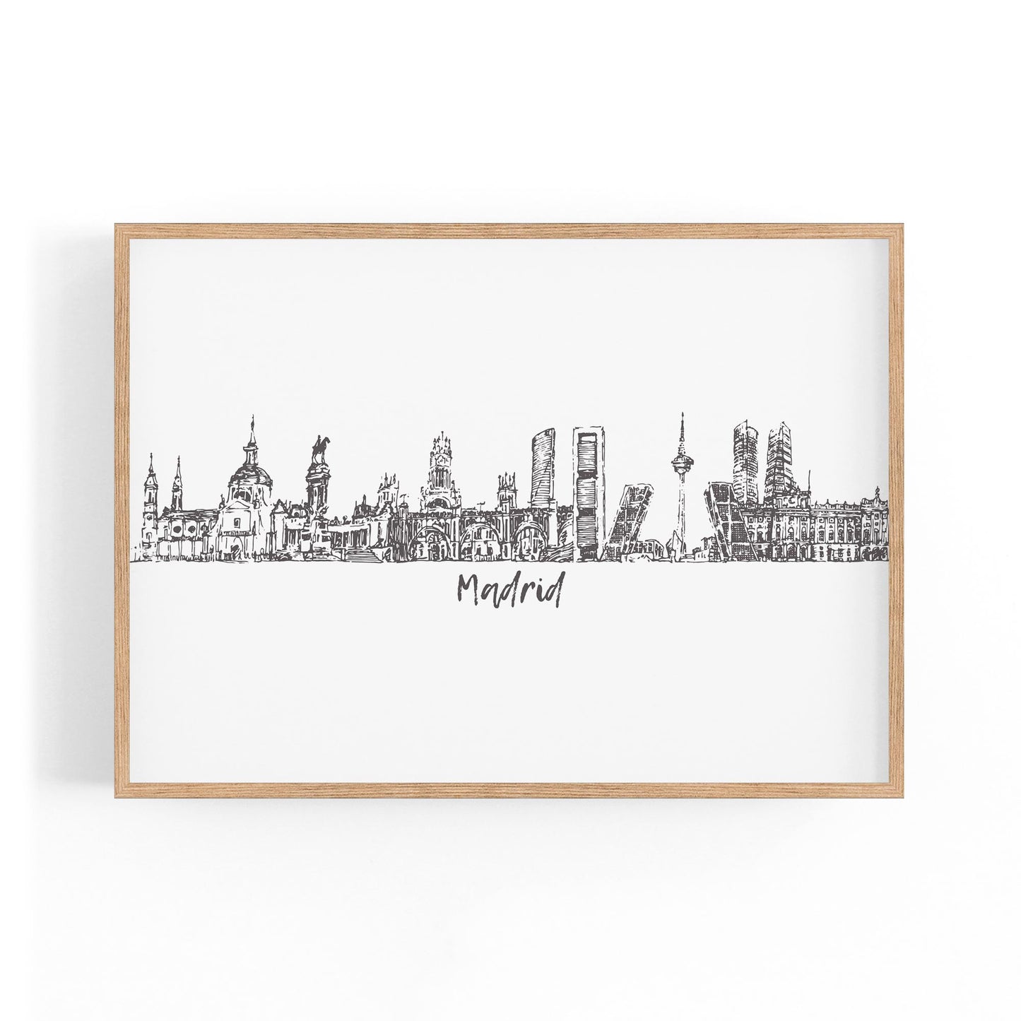Madrid Spain Cityscape Drawing Travel Wall Art - The Affordable Art Company