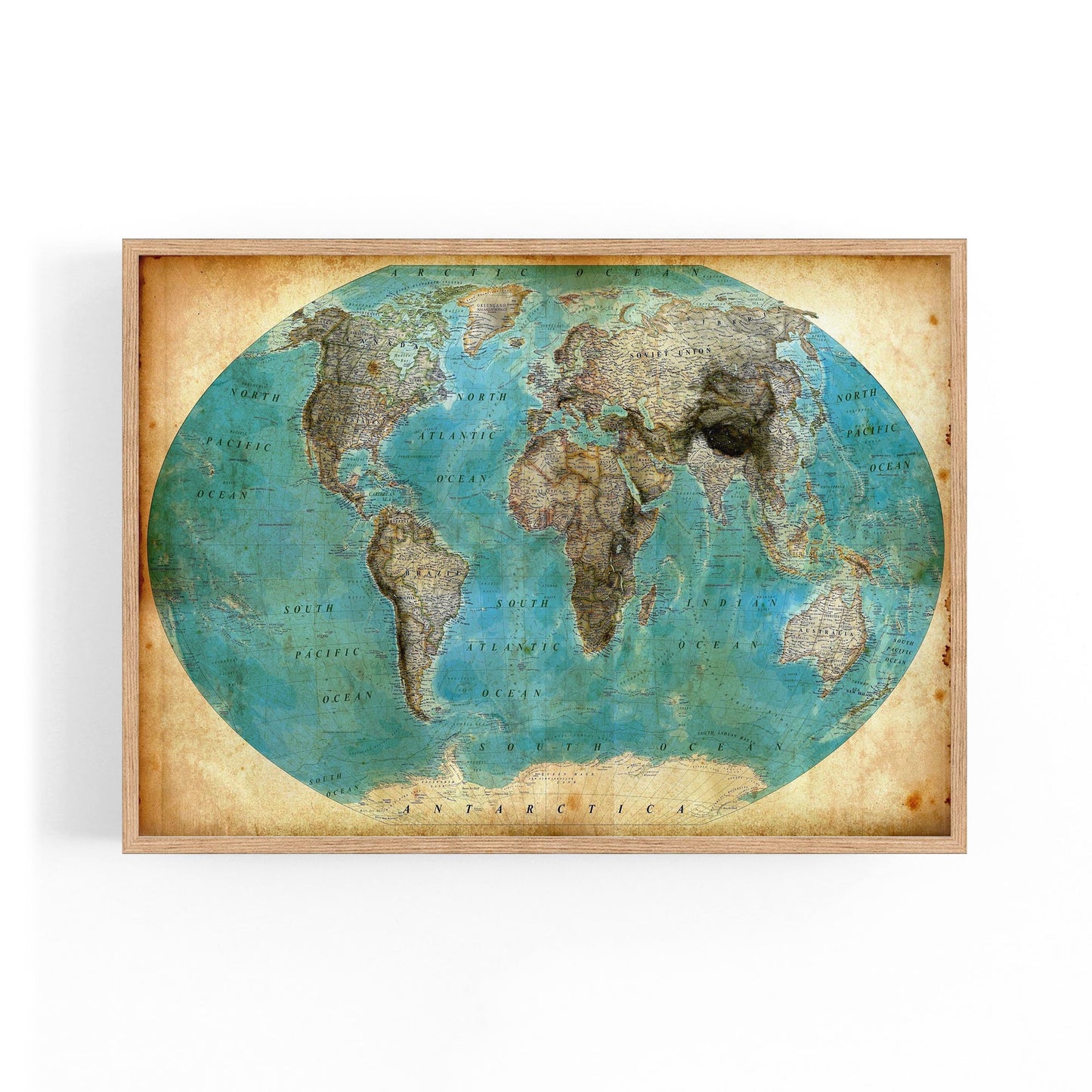 Vintage World Map Old Wall Art #5 - The Affordable Art Company