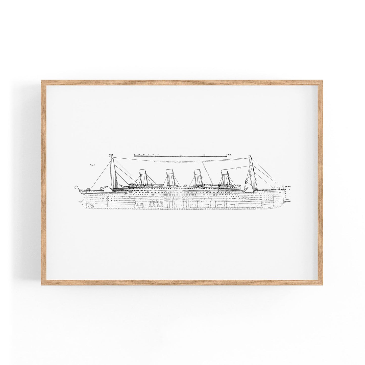 Vintage Titanic Plans Schematic White Wall Art #1 - The Affordable Art Company