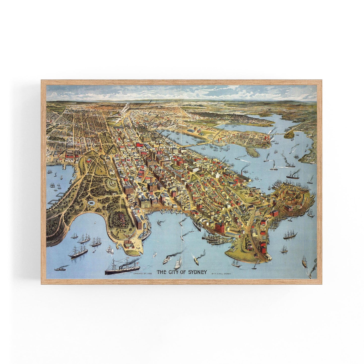 Vintage Sydney Map New South Wales Wall Art - The Affordable Art Company