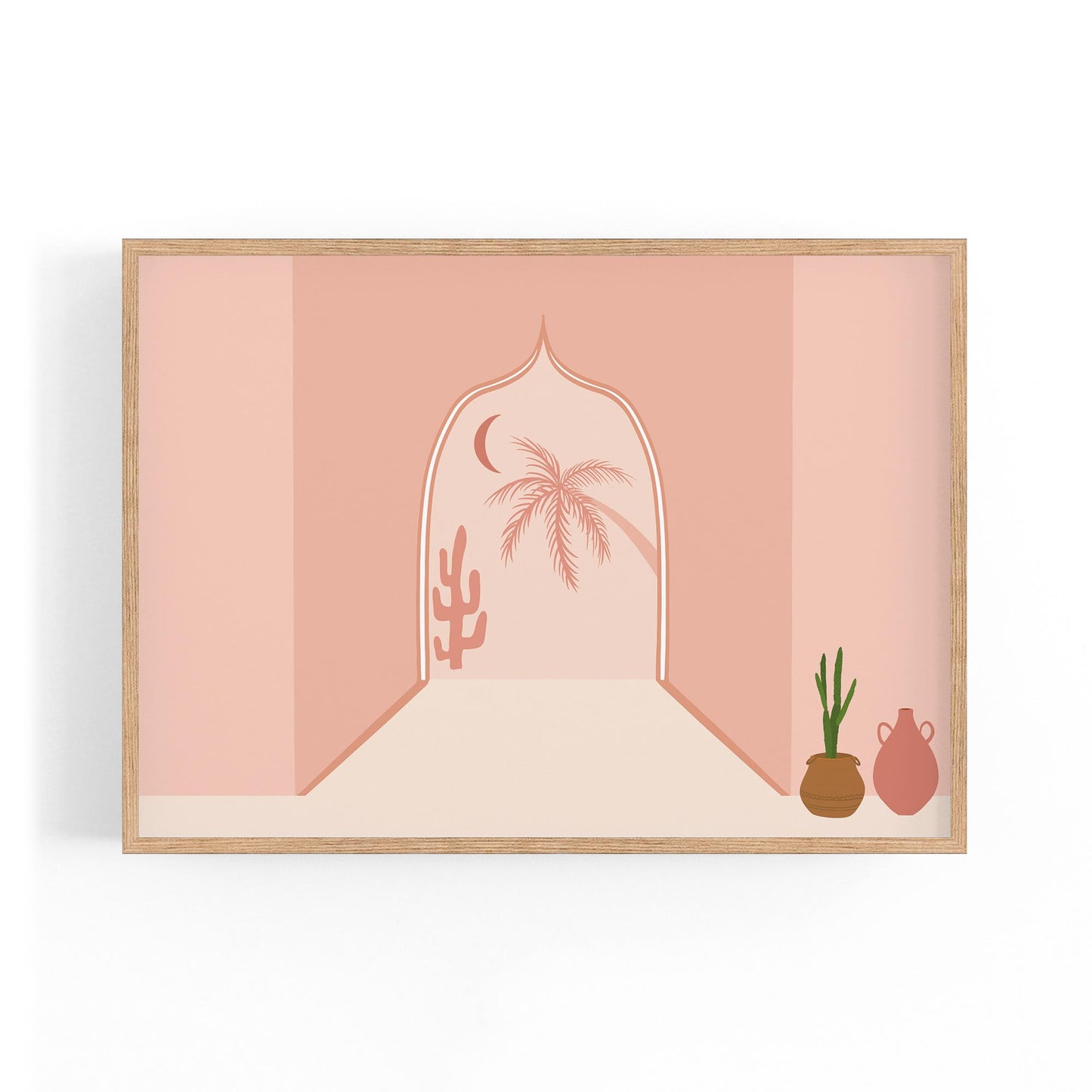 Minimal North Africa Retro Pink & Pastel Wall Art - The Affordable Art Company