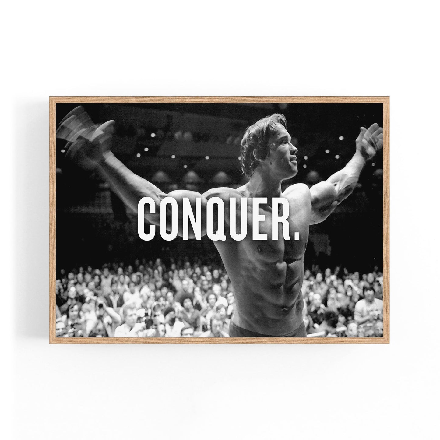 Arnold "Conquer" Fitness Gym Motivational Wall Art - The Affordable Art Company