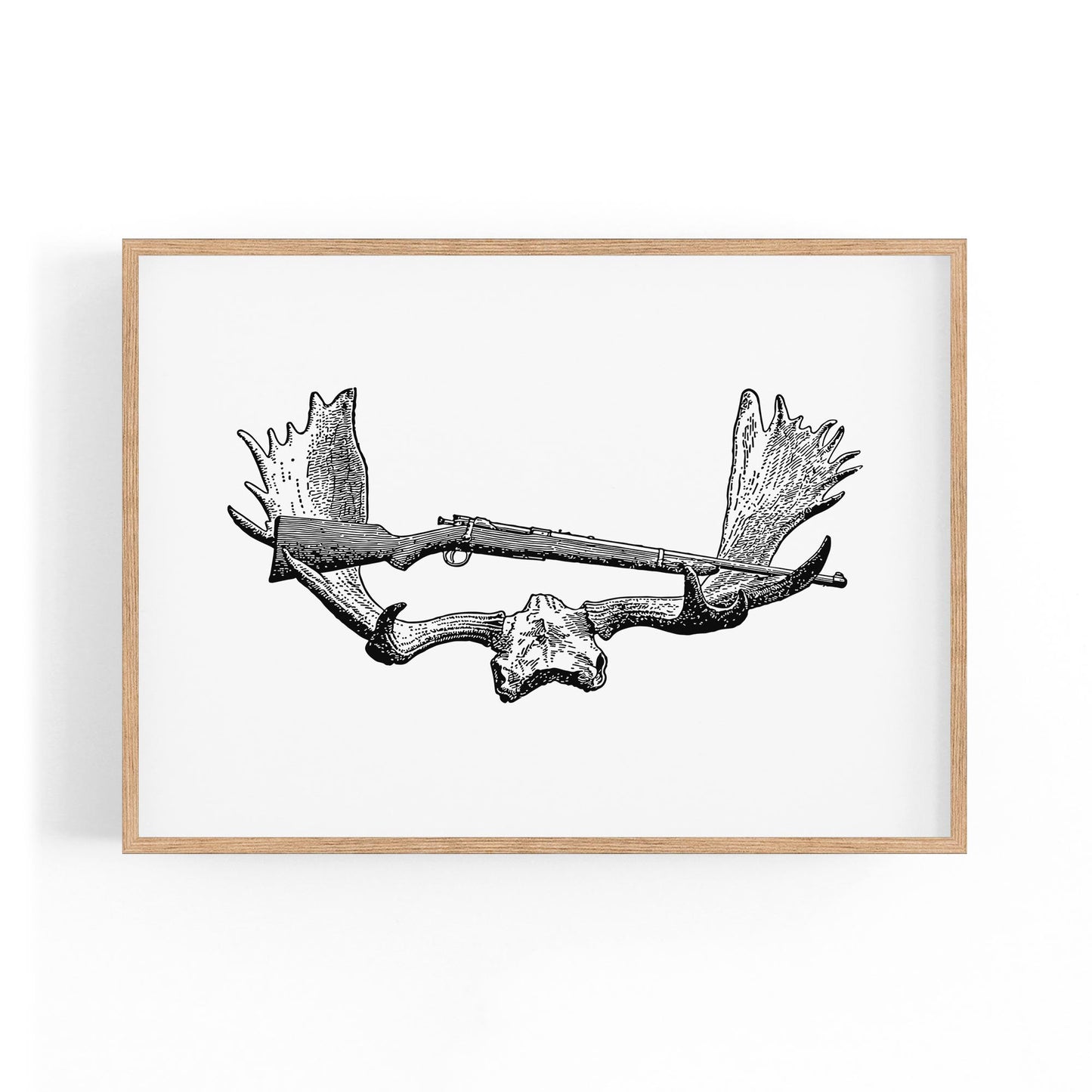 Antlers Hunting Drawing Man Cave Wall Art #2 - The Affordable Art Company