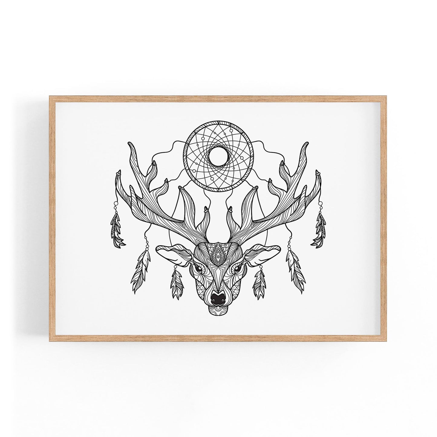Dream Catcher Deer Drawing Bedroom Wall Art - The Affordable Art Company