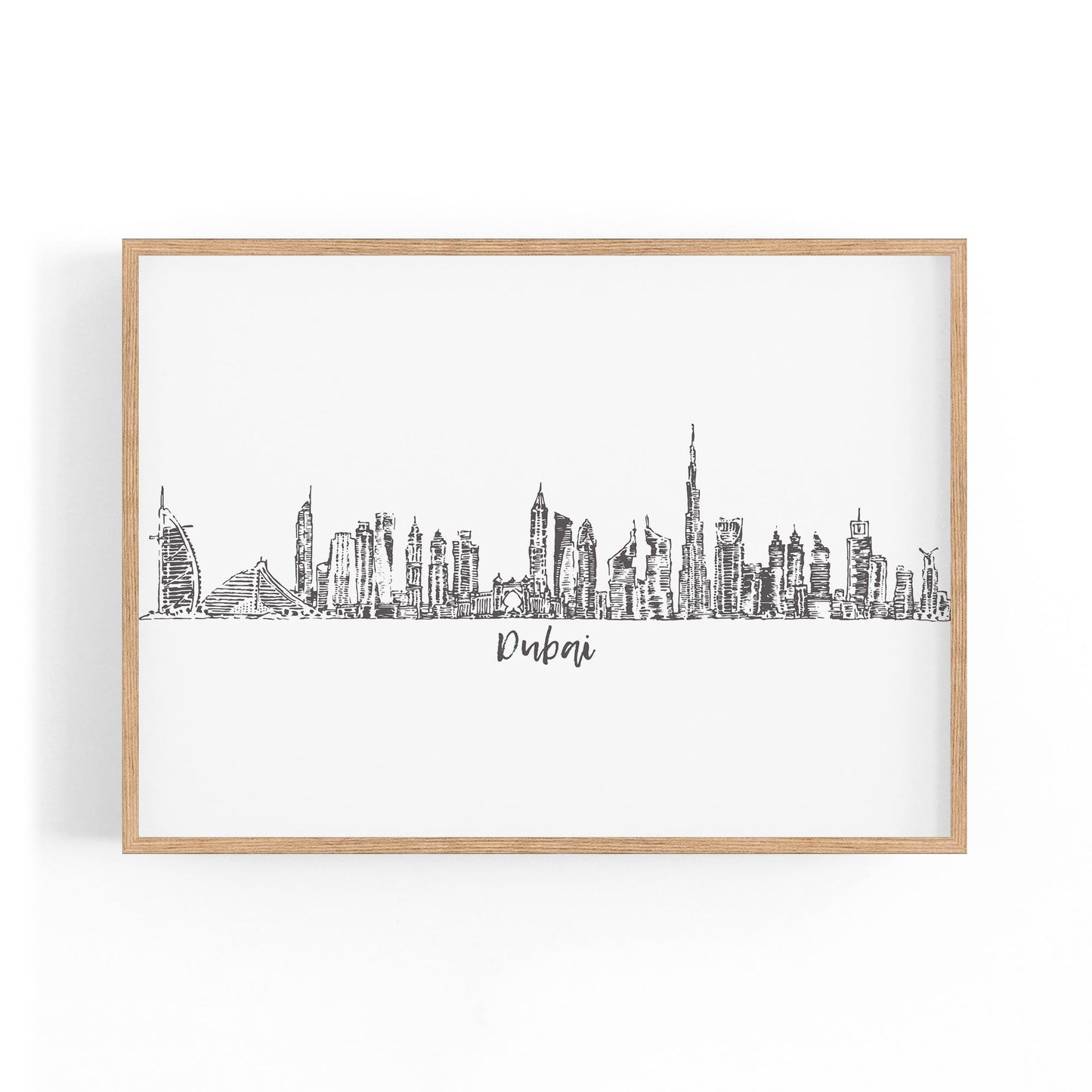 Dubai UAE Cityscape Drawing Minimal Wall Art - The Affordable Art Company