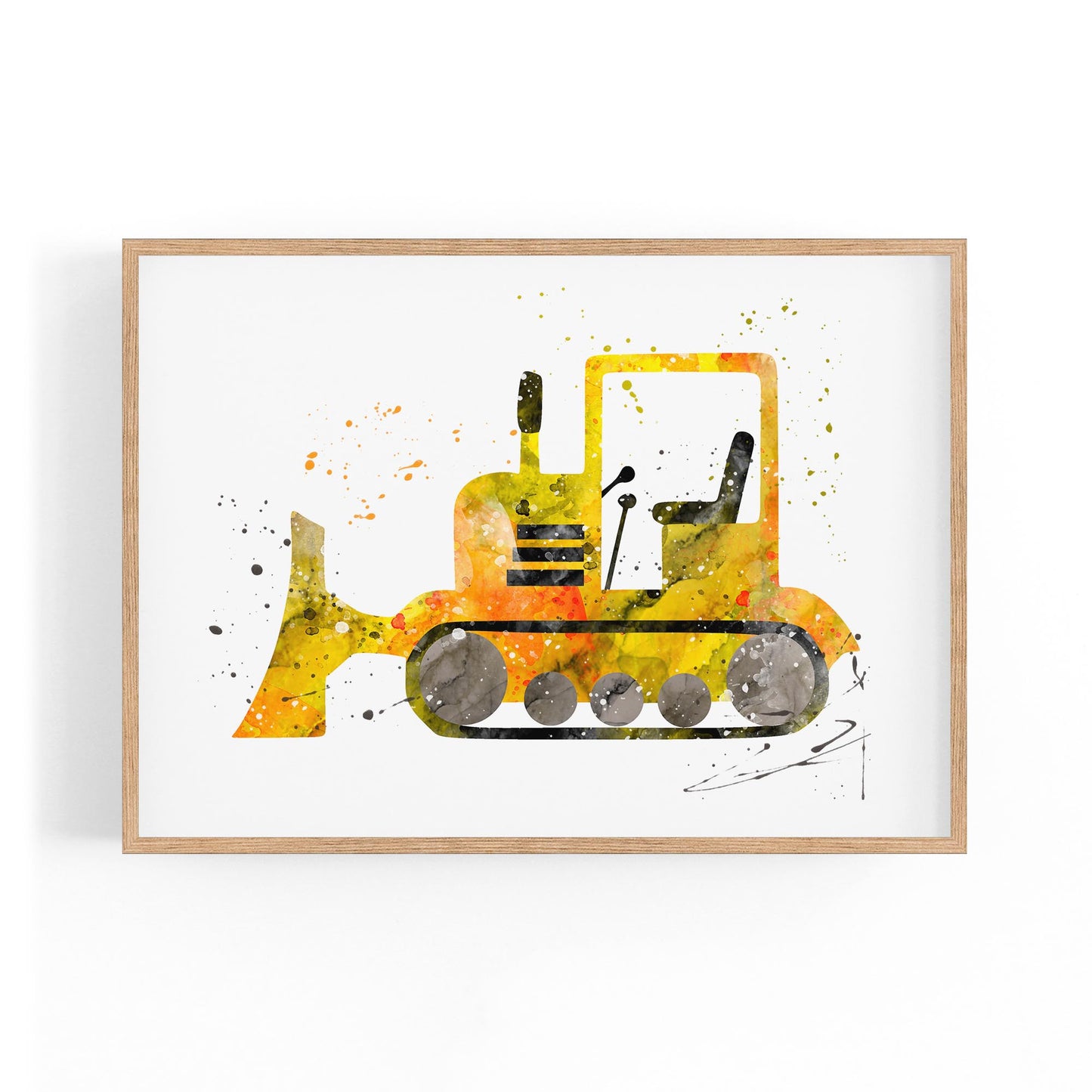 Yellow Digger Boys Bedroom Nursery Toddler Art #1 - The Affordable Art Company