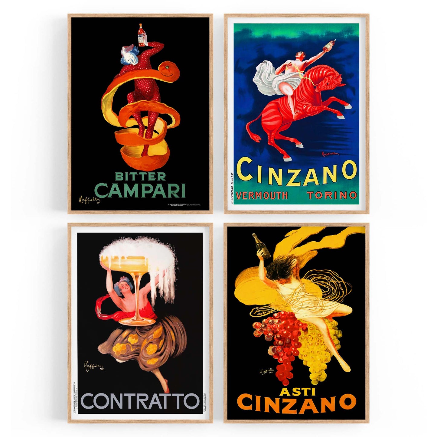 Set of 4 Vintage Italian Wine Restaurant Advertisements Wall Art - The Affordable Art Company