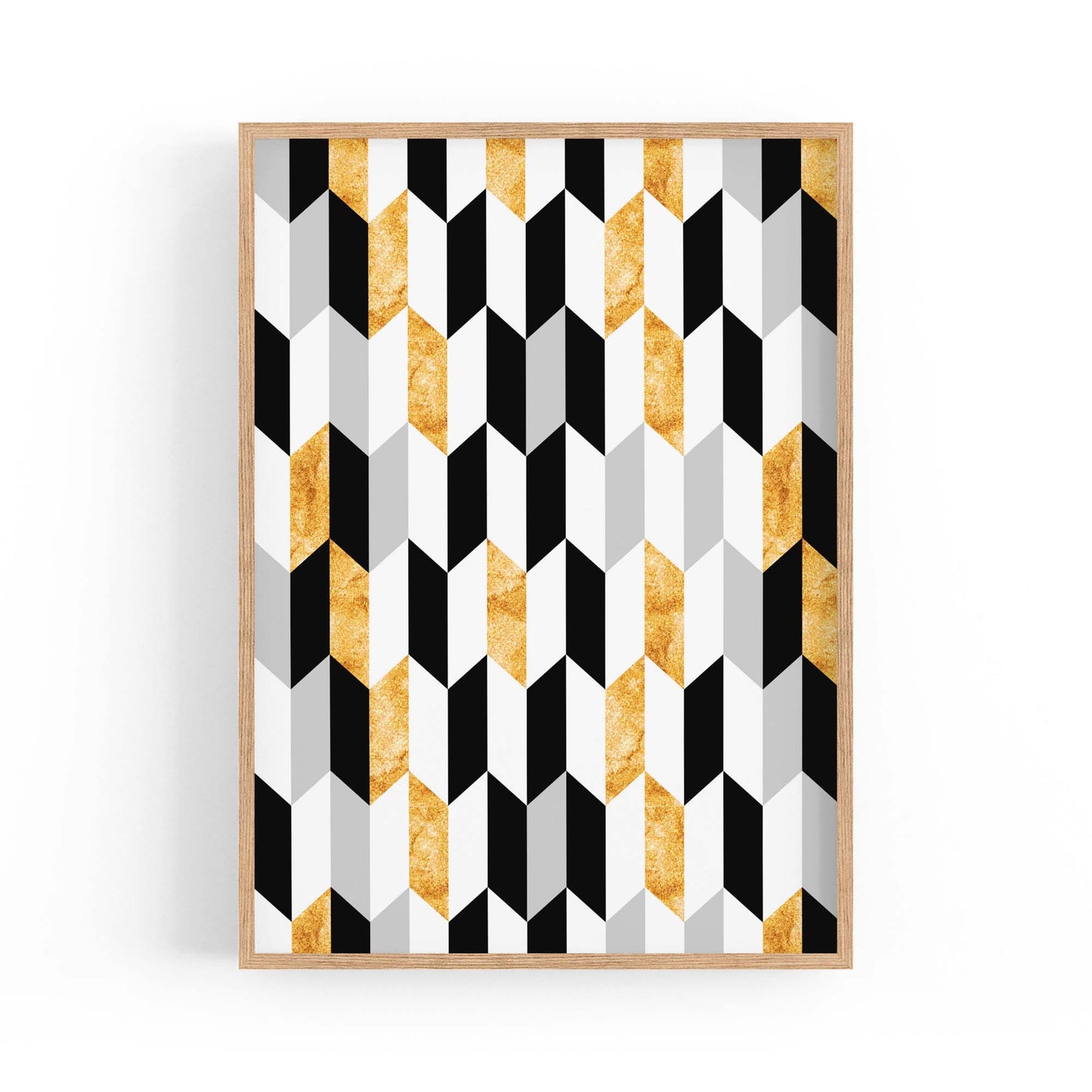 Minimal Geometric Pattern Black, White and Gold Wall Art - The Affordable Art Company