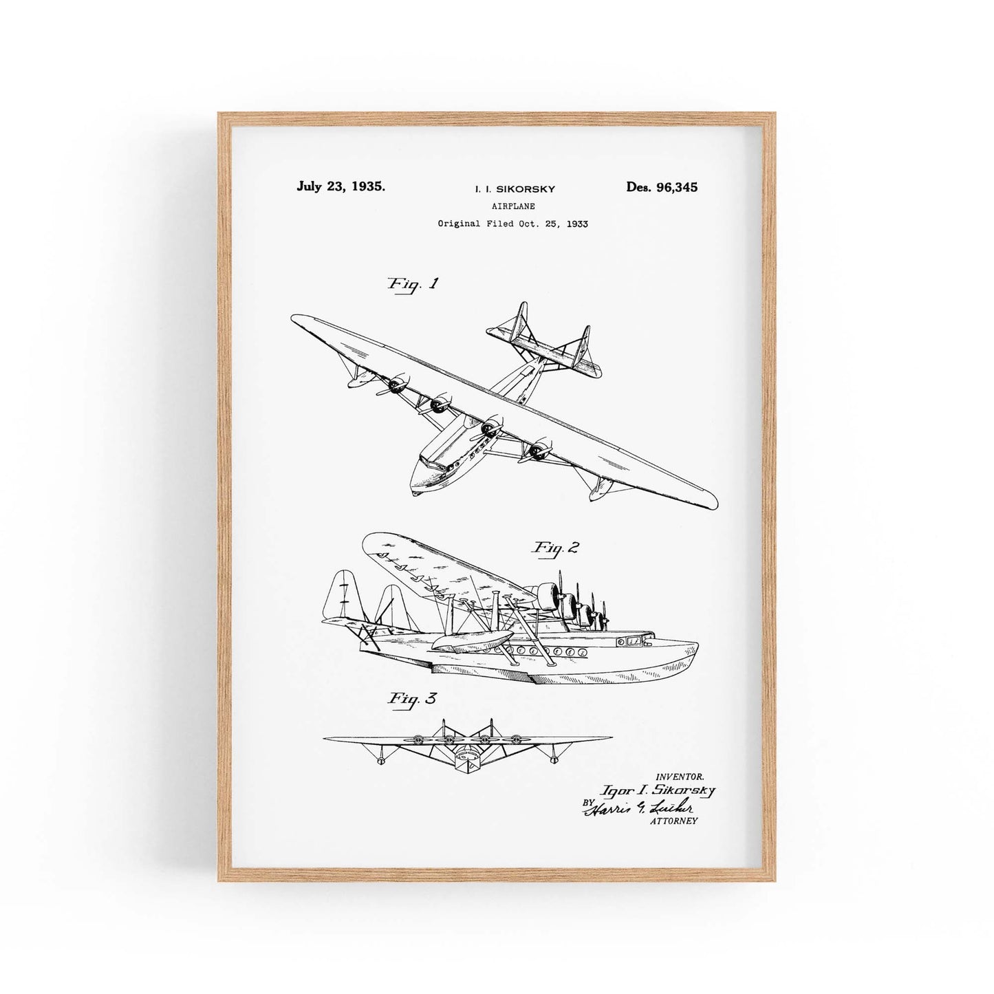 Airplane Patent Vintage Minimal Man Cave Wall Art #11 - The Affordable Art Company