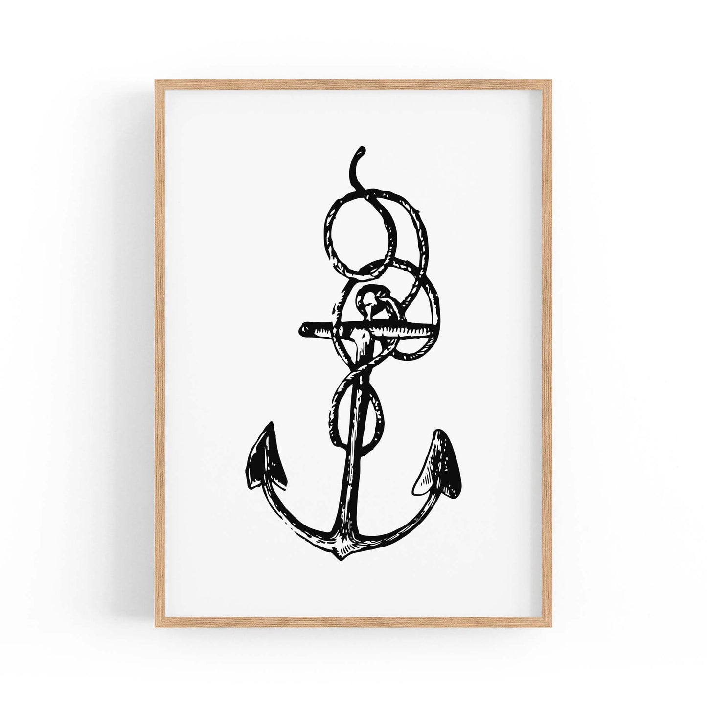 Anchor Drawing Nautical Coastal Bathroom Wall Art #1 - The Affordable Art Company
