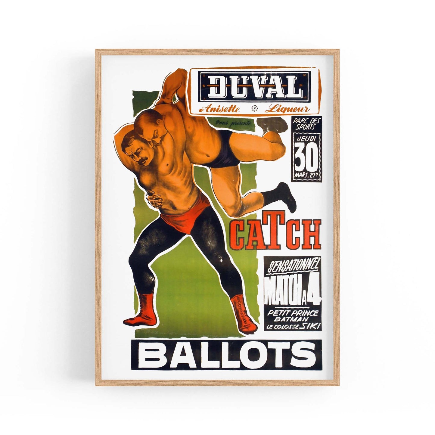 Duval French Wrestling Vintage Sports Advert Wall Art - The Affordable Art Company