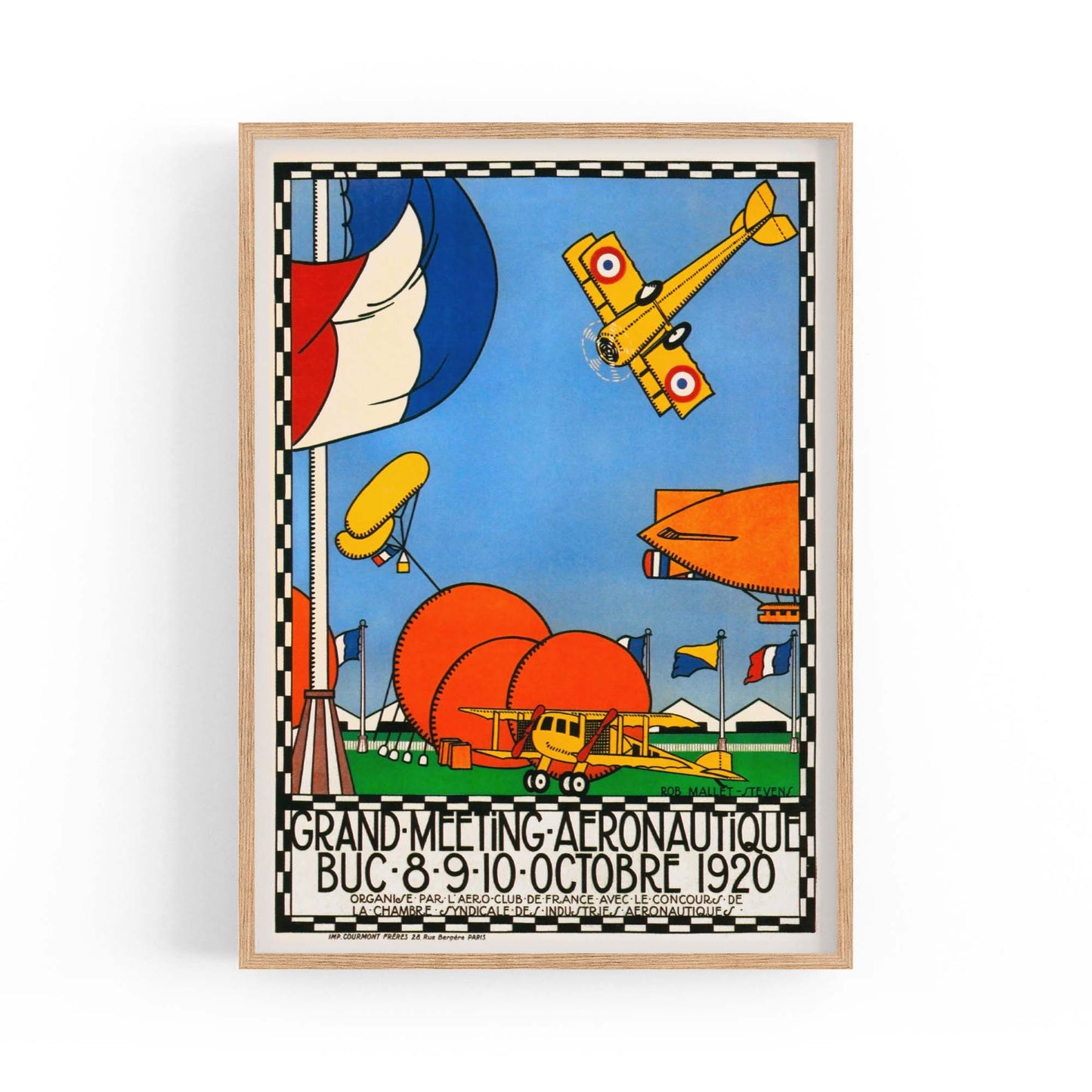 French Air Show Vintage Advert Pilot Wall Art - The Affordable Art Company