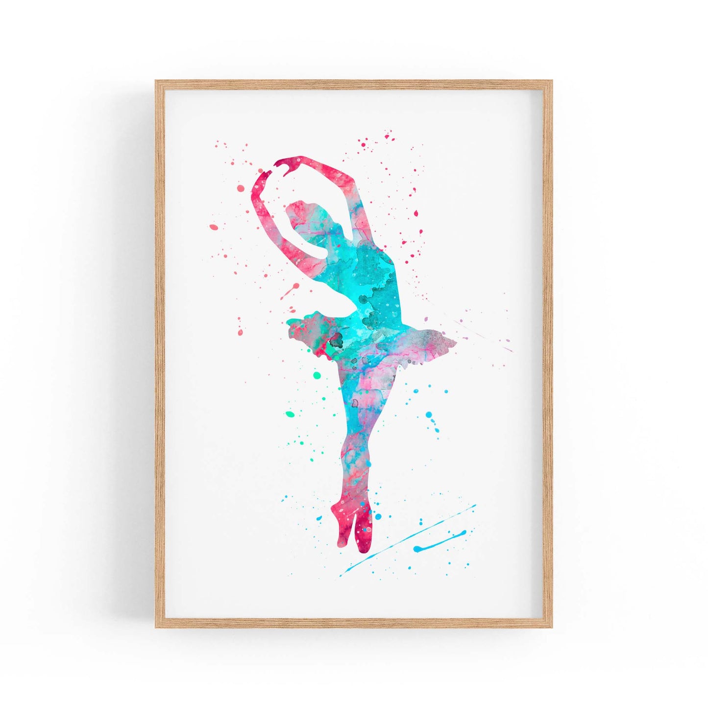 Blue & Pink Ballerina Girls Bedroom Ballet Wall Art - The Affordable Art Company