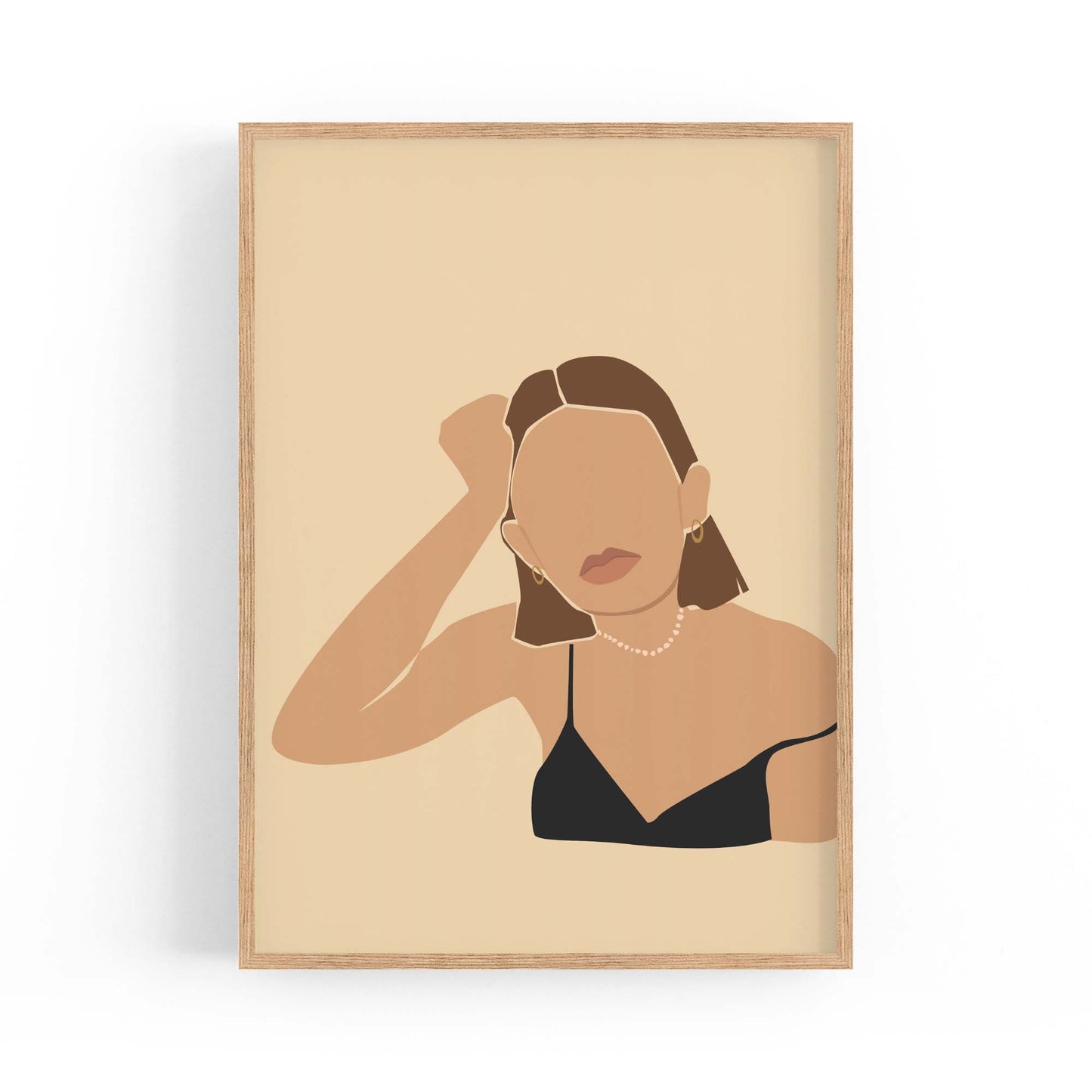 Abstract Brunette Girl Fashion Bedroom Wall Art - The Affordable Art Company