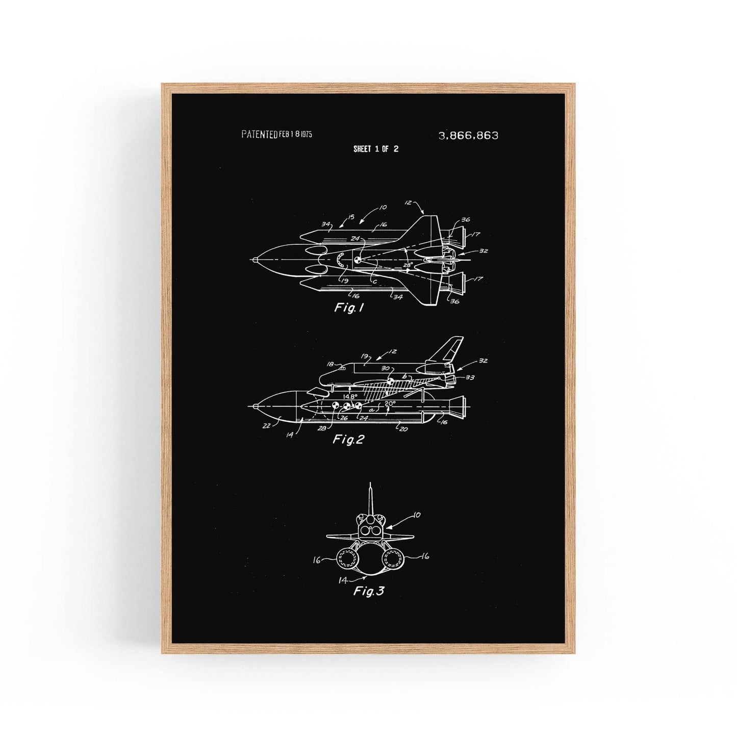 Vintage Space Shuttle Patent Wall Art #1 - The Affordable Art Company