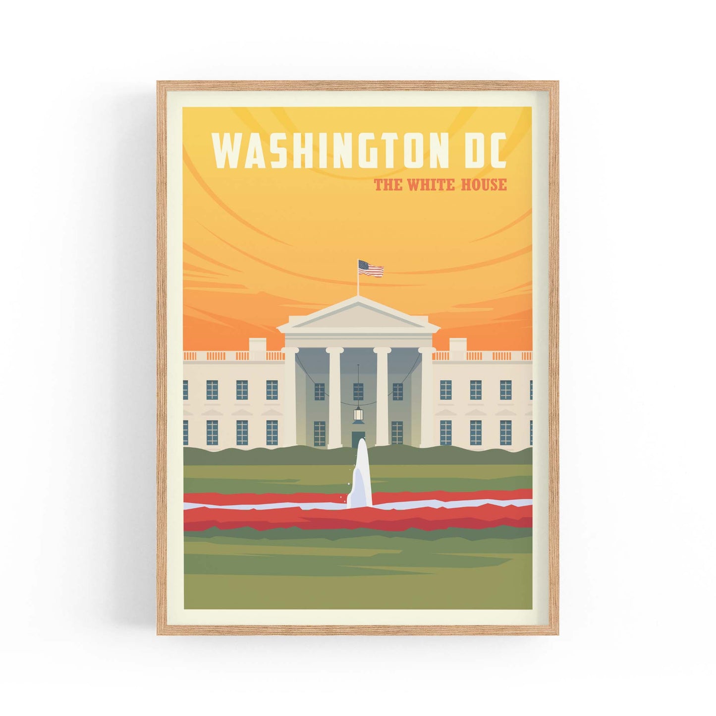 Retro Washington DC USA Vintage Travel Wall Art - The Affordable Art Company