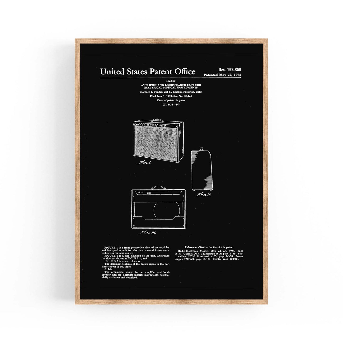 Vintage Music Amp Black Patent Gift Wall Art #1 - The Affordable Art Company