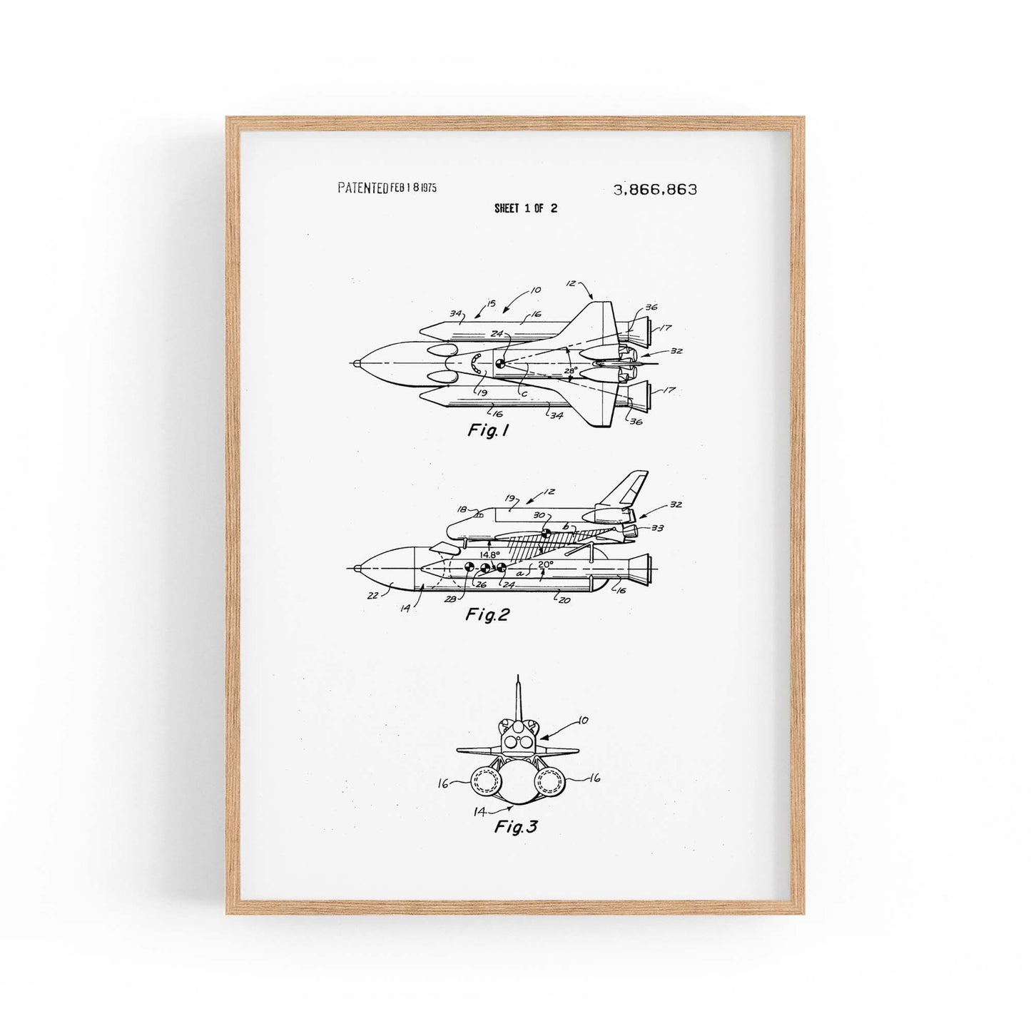 Vintage Space Shuttle Patent Wall Art #2 - The Affordable Art Company