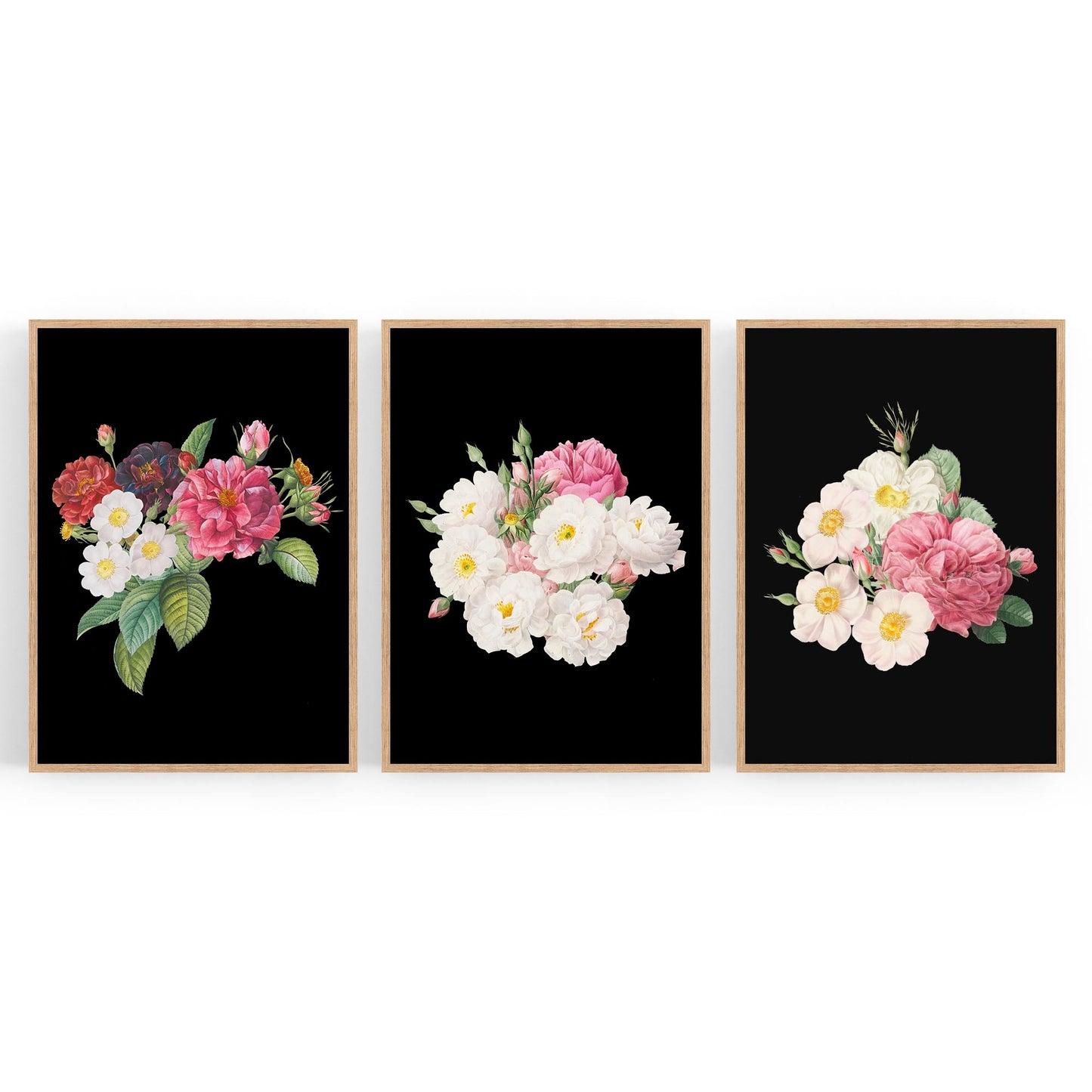 Set of Dark Floral Botanical Flowers Wall Art #2 - The Affordable Art Company