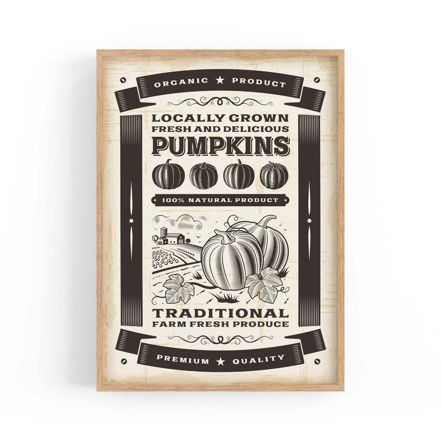 Vintage Pumpkin Farmhouse Cafe Kitchen Wall Art - The Affordable Art Company