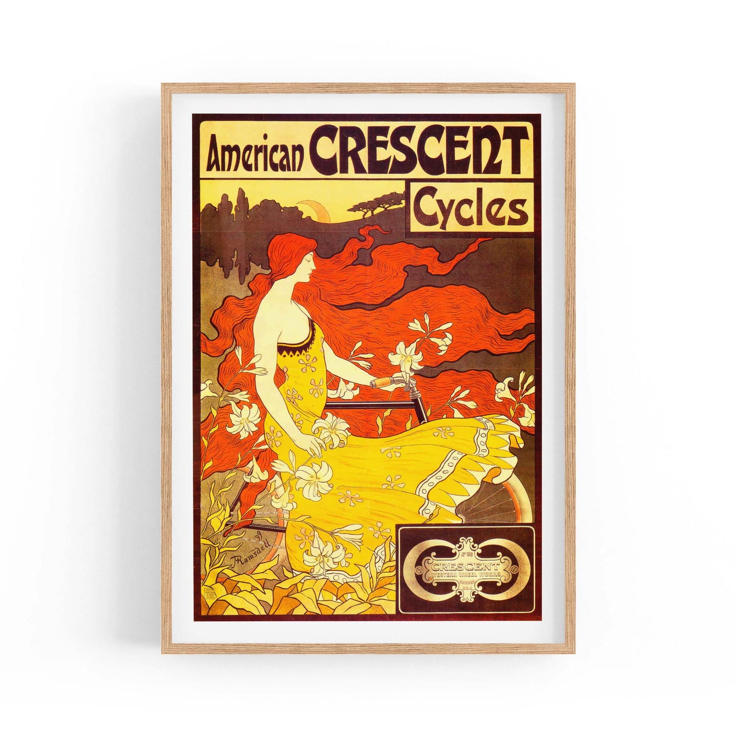 American Crescent Cycles Vintage Advert Wall Art - The Affordable Art Company