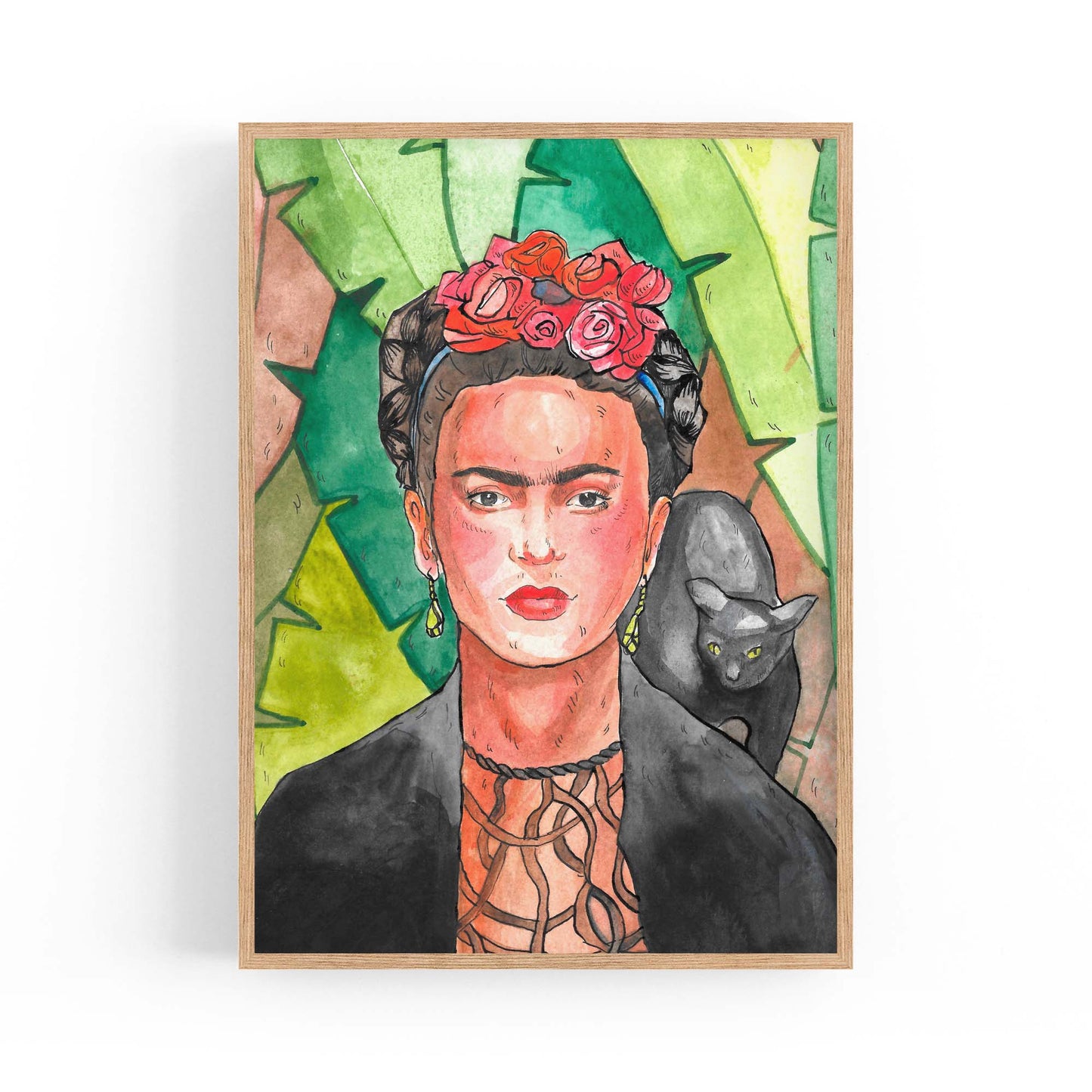 Frida Kahlo Jungle Cat Painting Fashion Wall Art - The Affordable Art Company