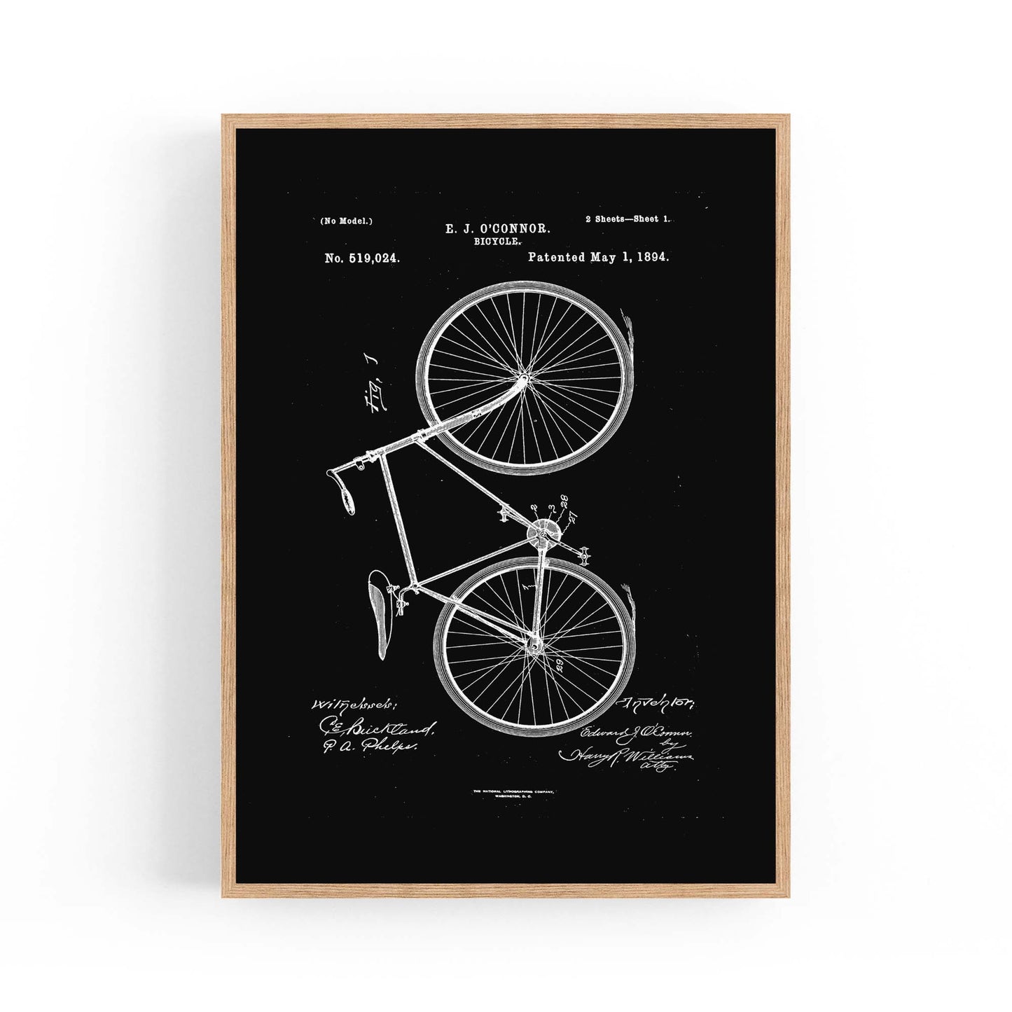 Vintage Bicycle Patent Cycling Cyclist Gift Wall Art #1 - The Affordable Art Company