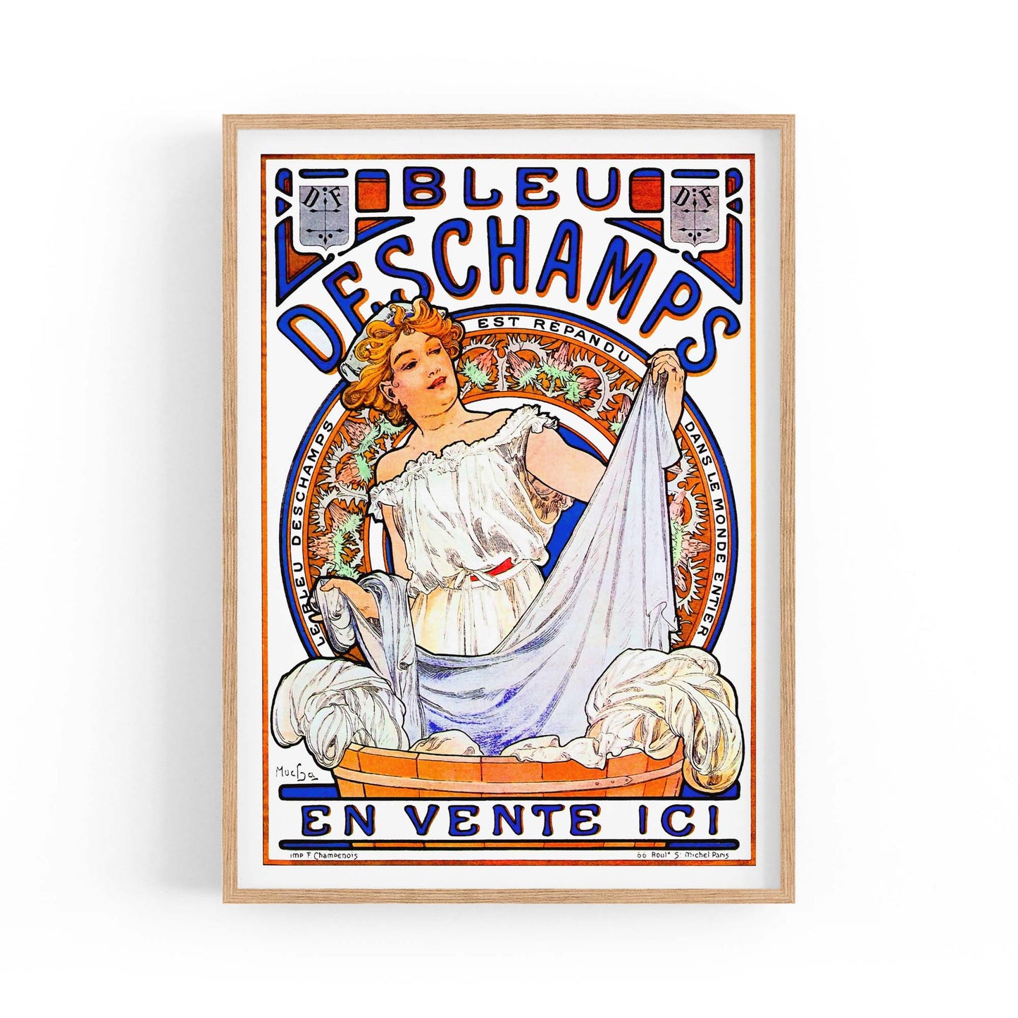 Bleu Deschamps French Vintage Advert Wall Art - The Affordable Art Company