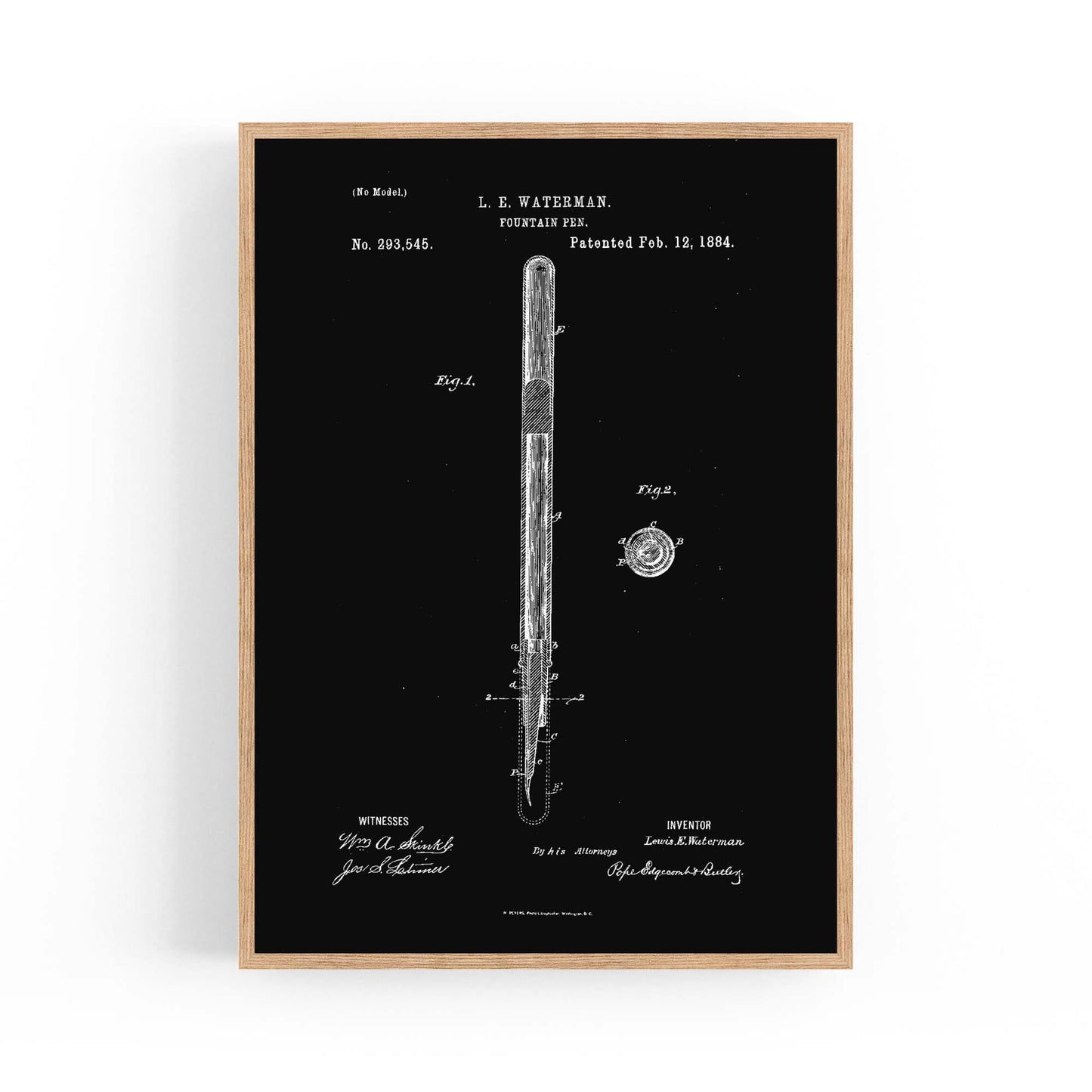Vintage Fountain Pen Patent Artwork Wall Art #1 - The Affordable Art Company