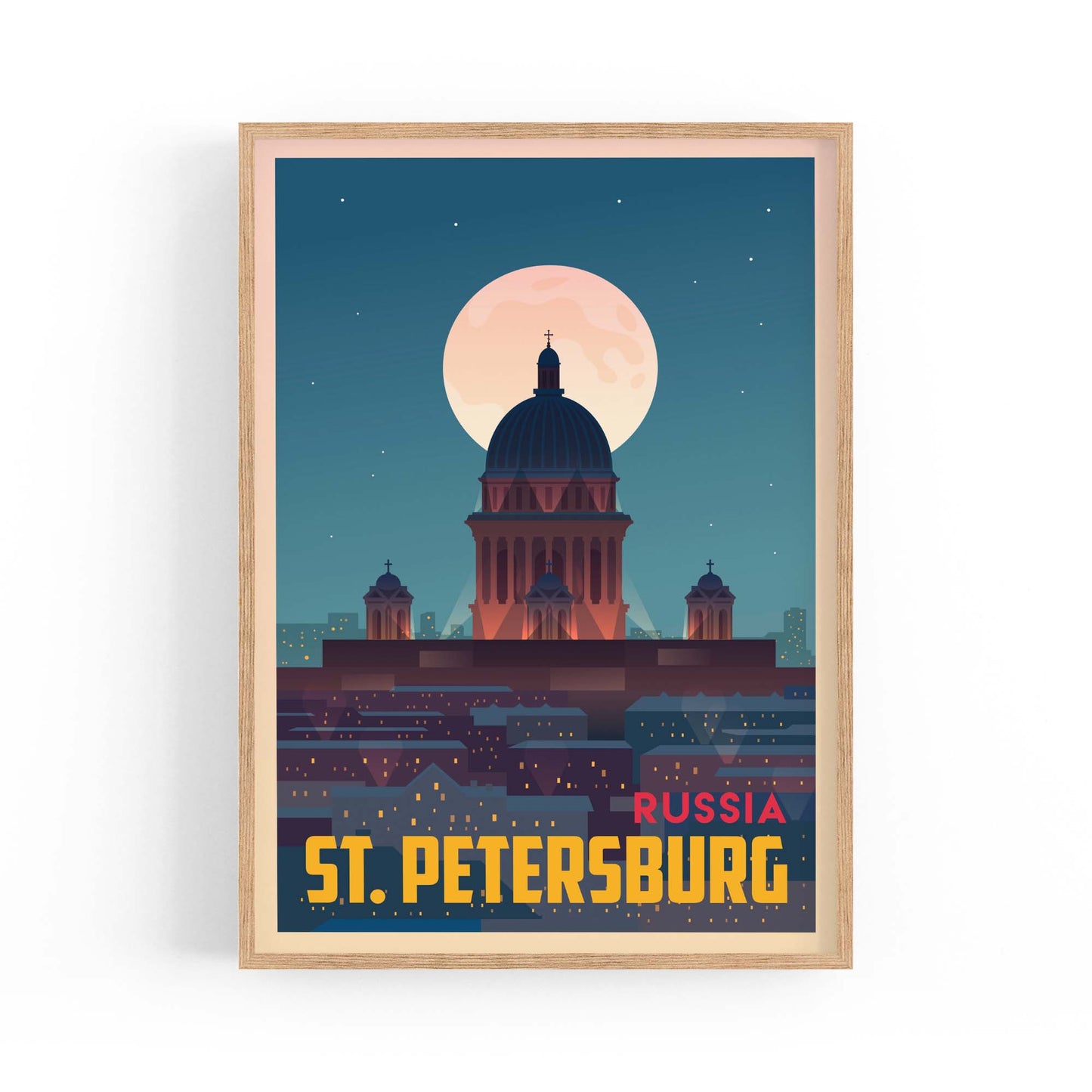 Retro St Petersburg Russia Vintage Travel Wall Art - The Affordable Art Company