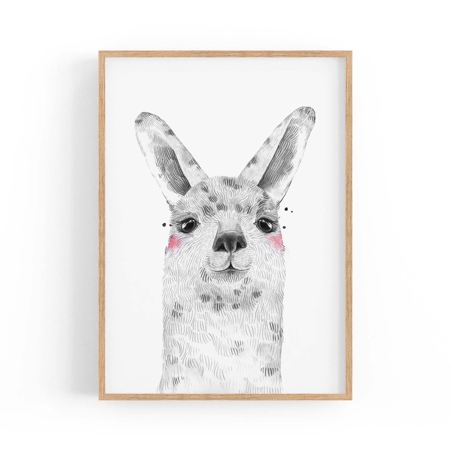 Cute Blushing Baby Alpaca Nursery Animal Wall Art - The Affordable Art Company