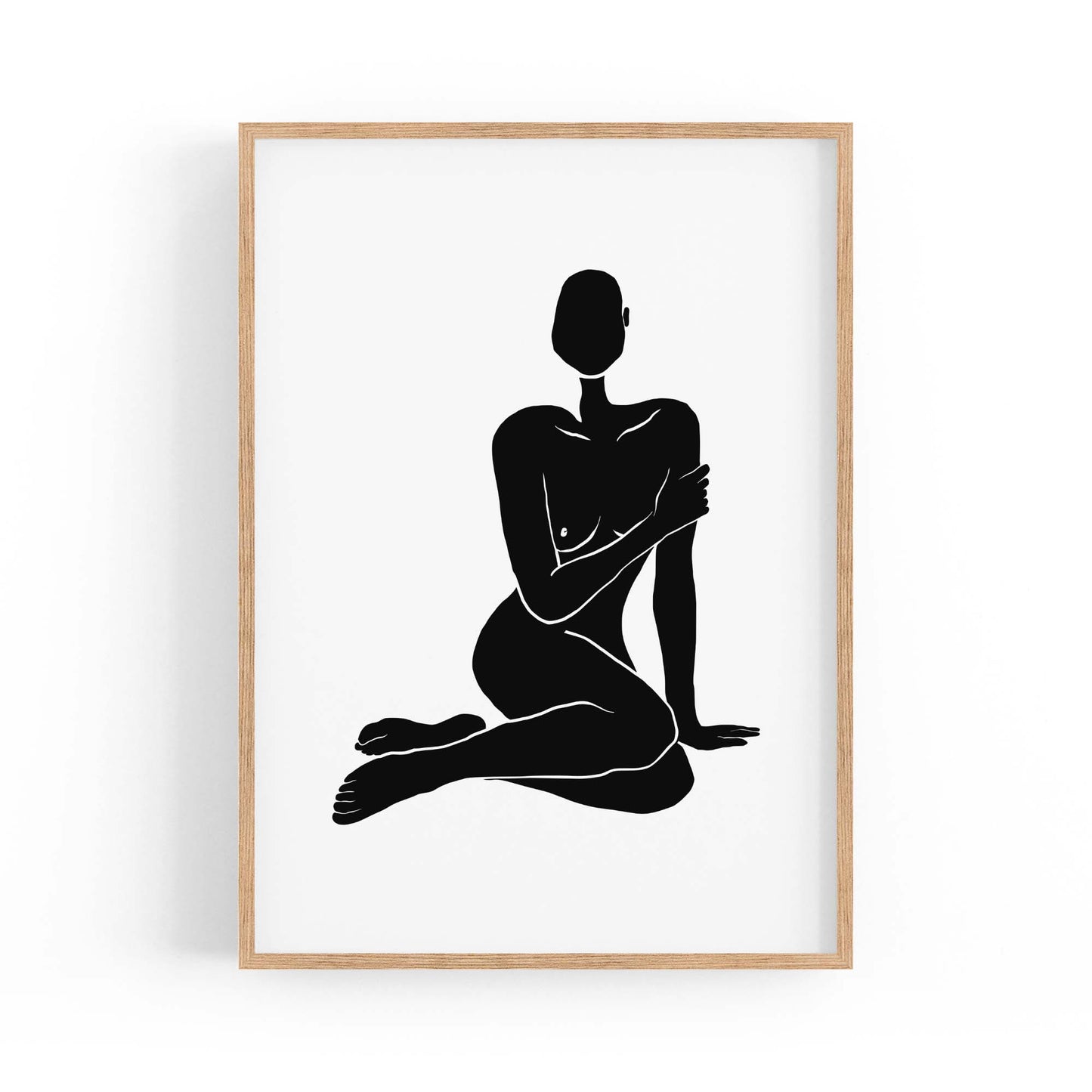 Minimal Female Nude Abstract Black Wall Art - The Affordable Art Company