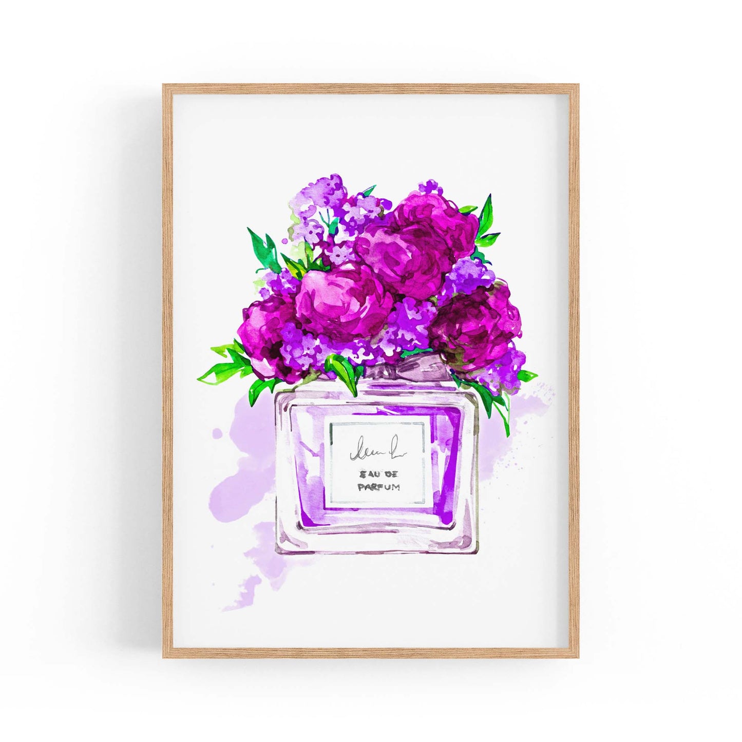 Purple Floral Perfume Bottle Fashion Wall Art - The Affordable Art Company