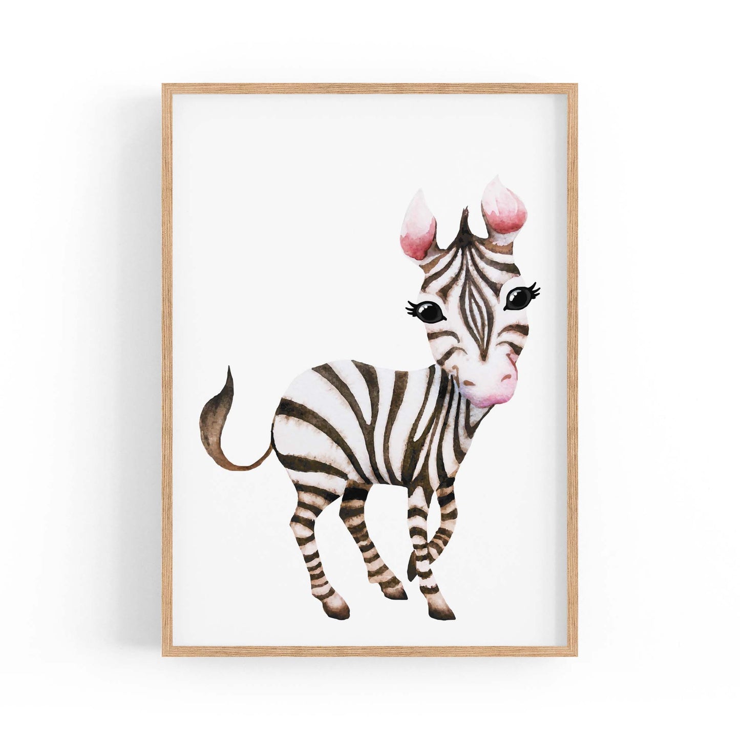 Cartoon Zebra Cute Nursery Baby Animal Art #1 - The Affordable Art Company