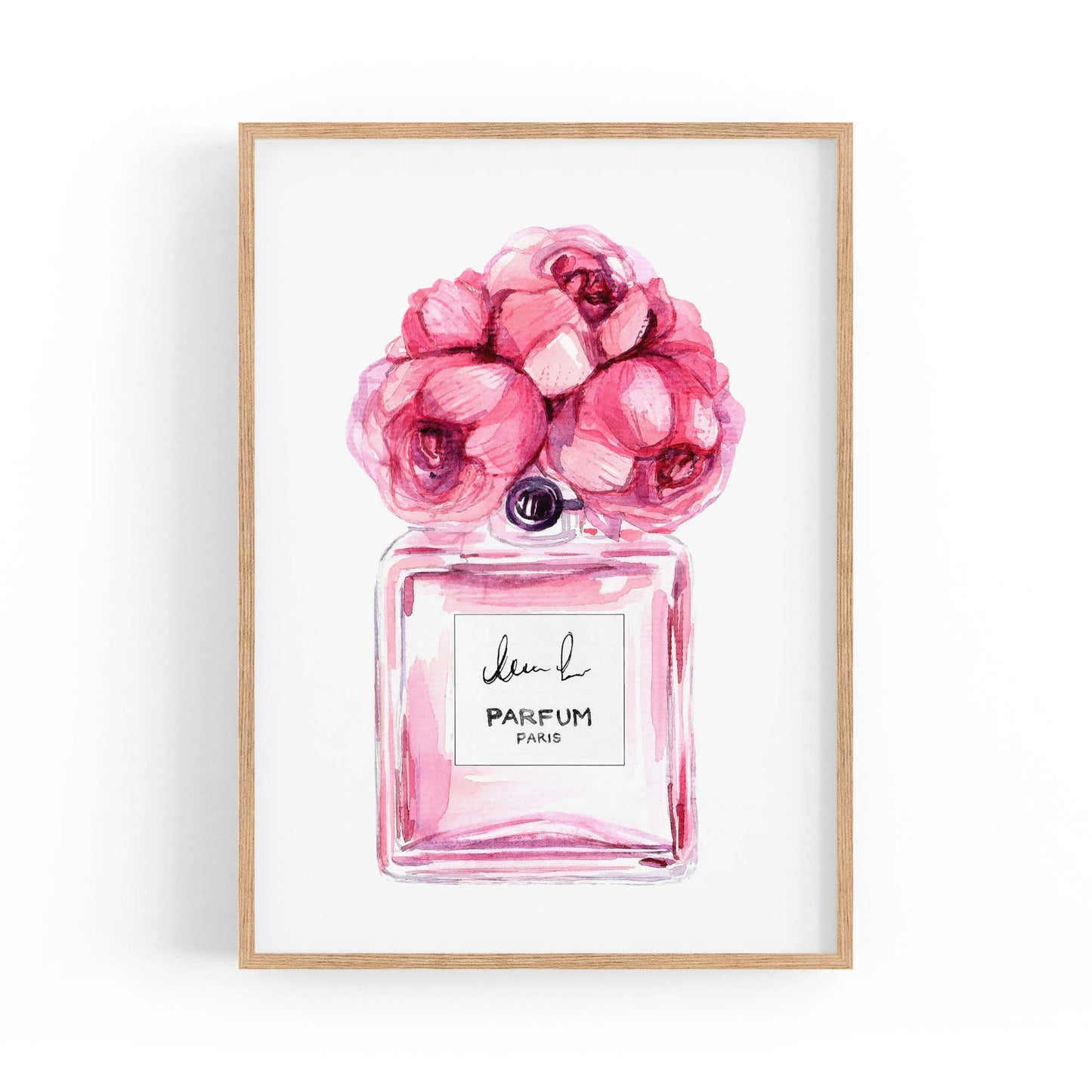 Pink Floral Perfume Bottle Fashion Flowers Wall Art #7 - The Affordable Art Company
