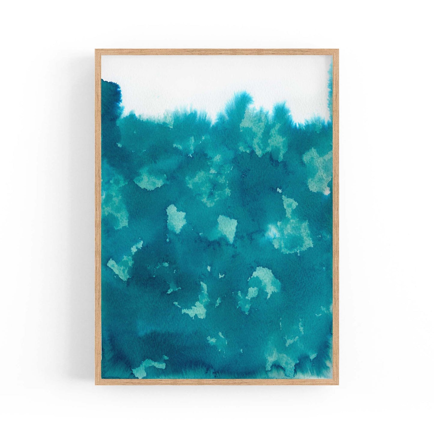 Teal Ink Minimal Ink Painting Blue Wall Art #4 - The Affordable Art Company