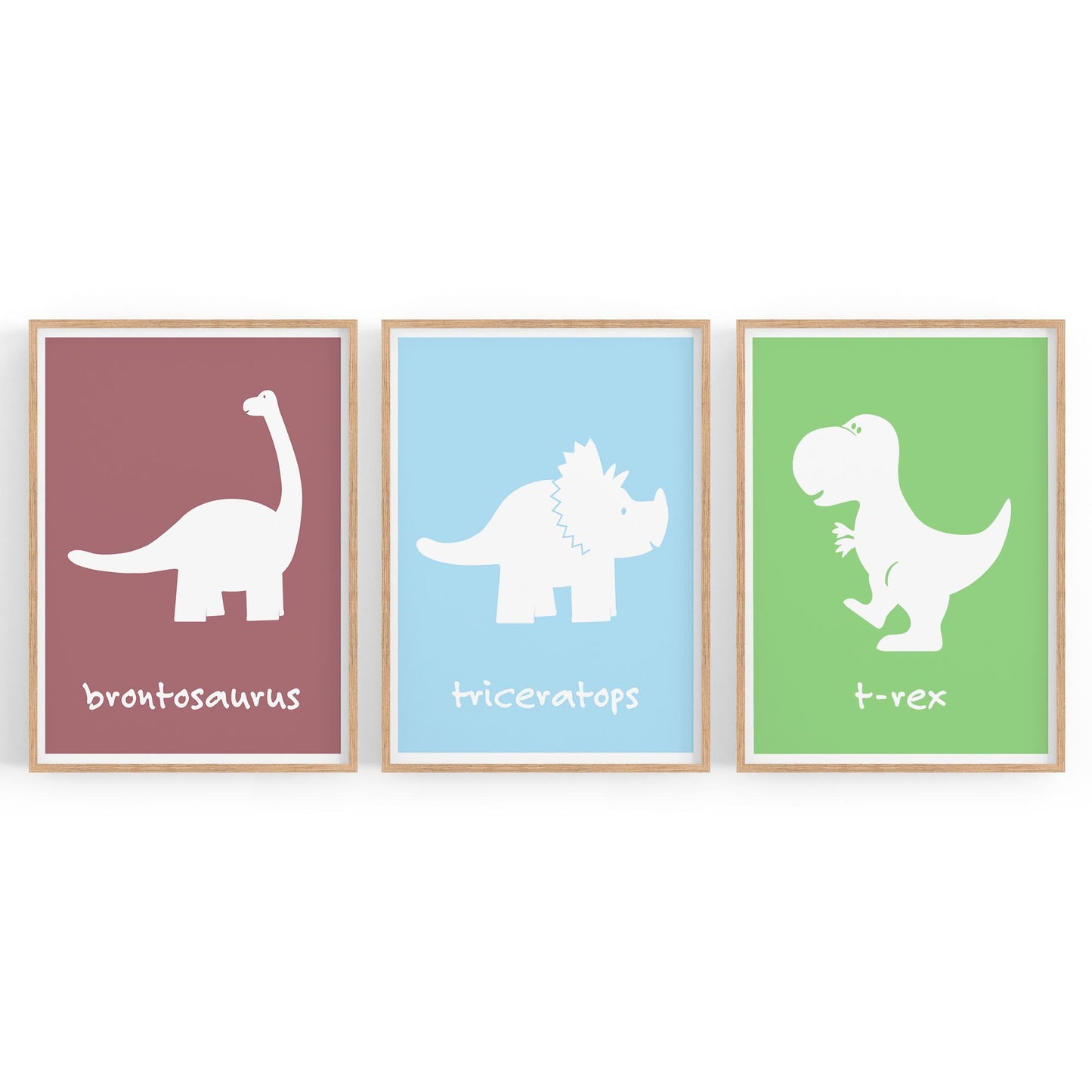 Set of Cartoon Dinosaur Nursery Bedroom Wall Art #2 - The Affordable Art Company