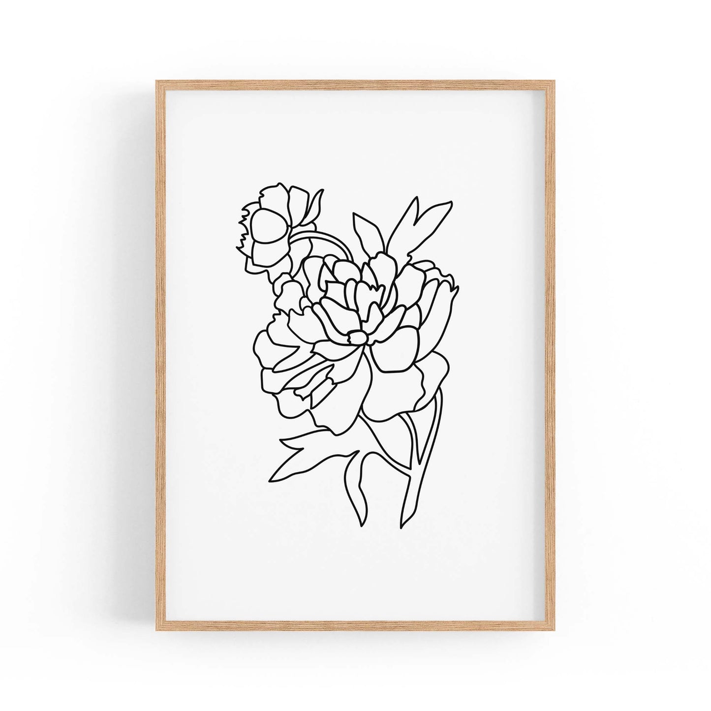 Minimal Flower Line Drawing Abstract Wall Art #4 - The Affordable Art Company