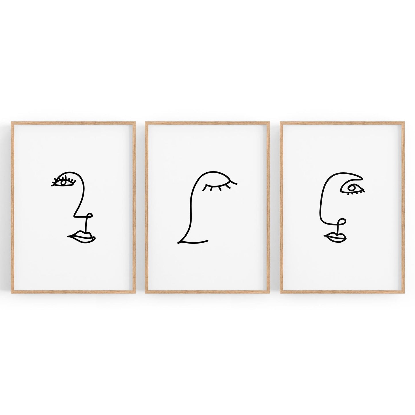 Set of Face Line Drawings Abstract Style Wall Art #2 - The Affordable Art Company