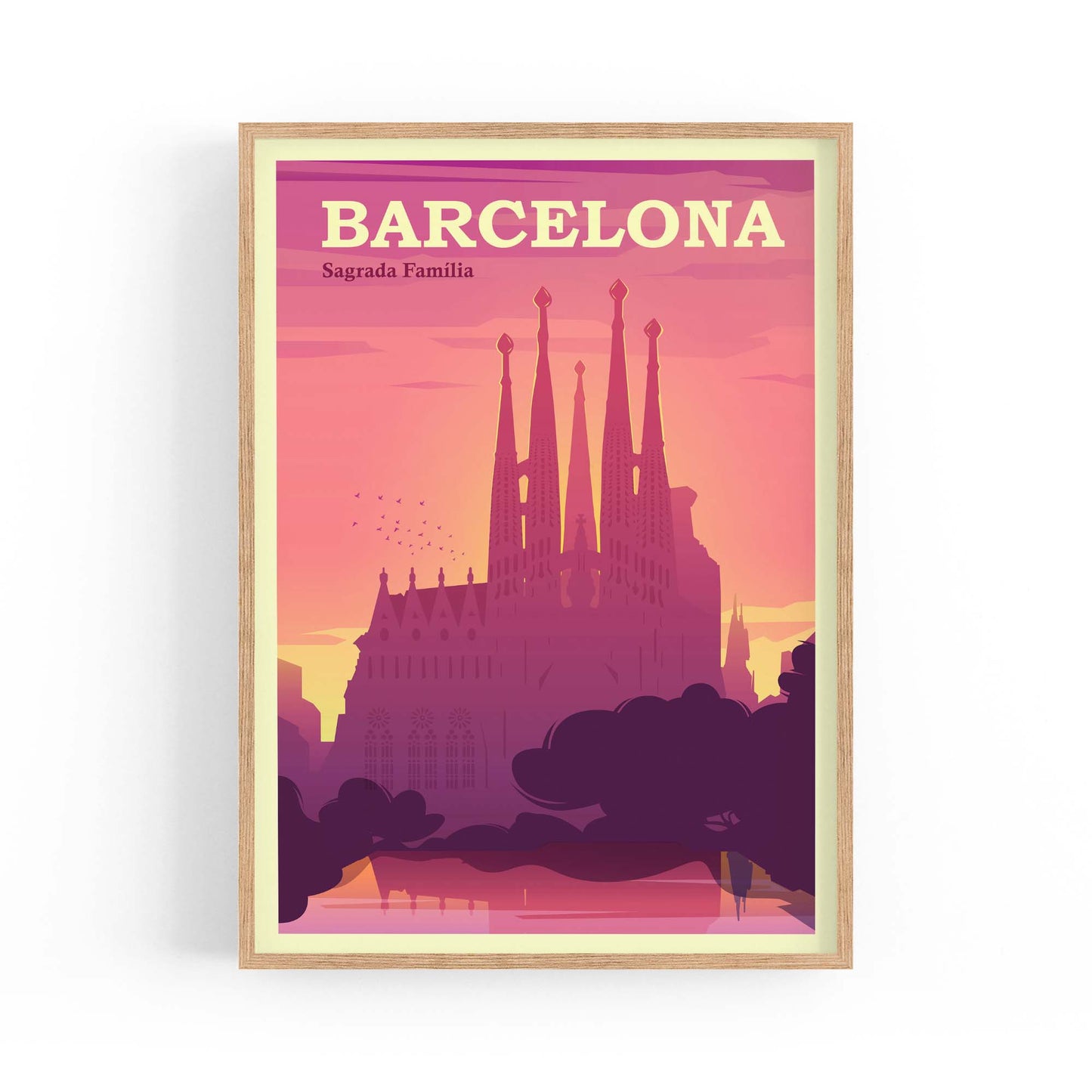 Retro Barcelona Spain Travel Vintage Wall Art - The Affordable Art Company