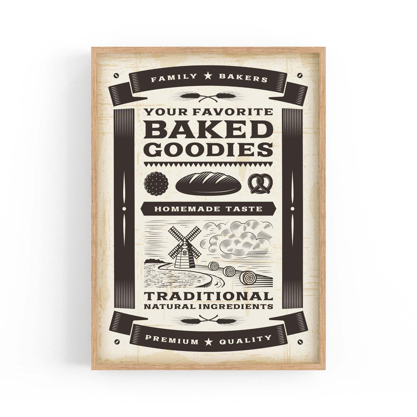 Vintage Bakery Farmhouse Kitchen Cafe Wall Art - The Affordable Art Company